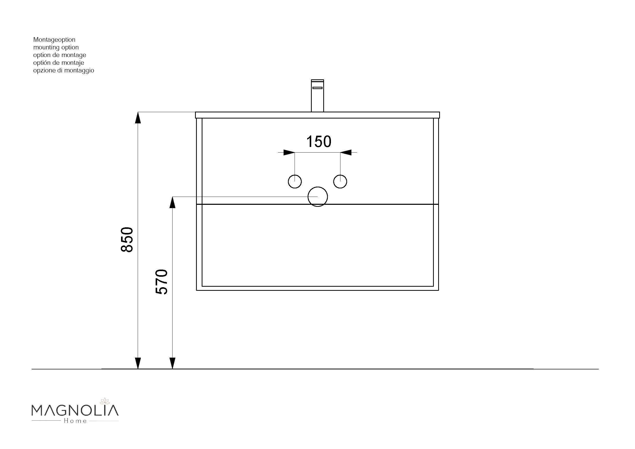 Badmöbel Set Firenze 80 3tlg. LED Spiegel und Seitenschrank eiche gold