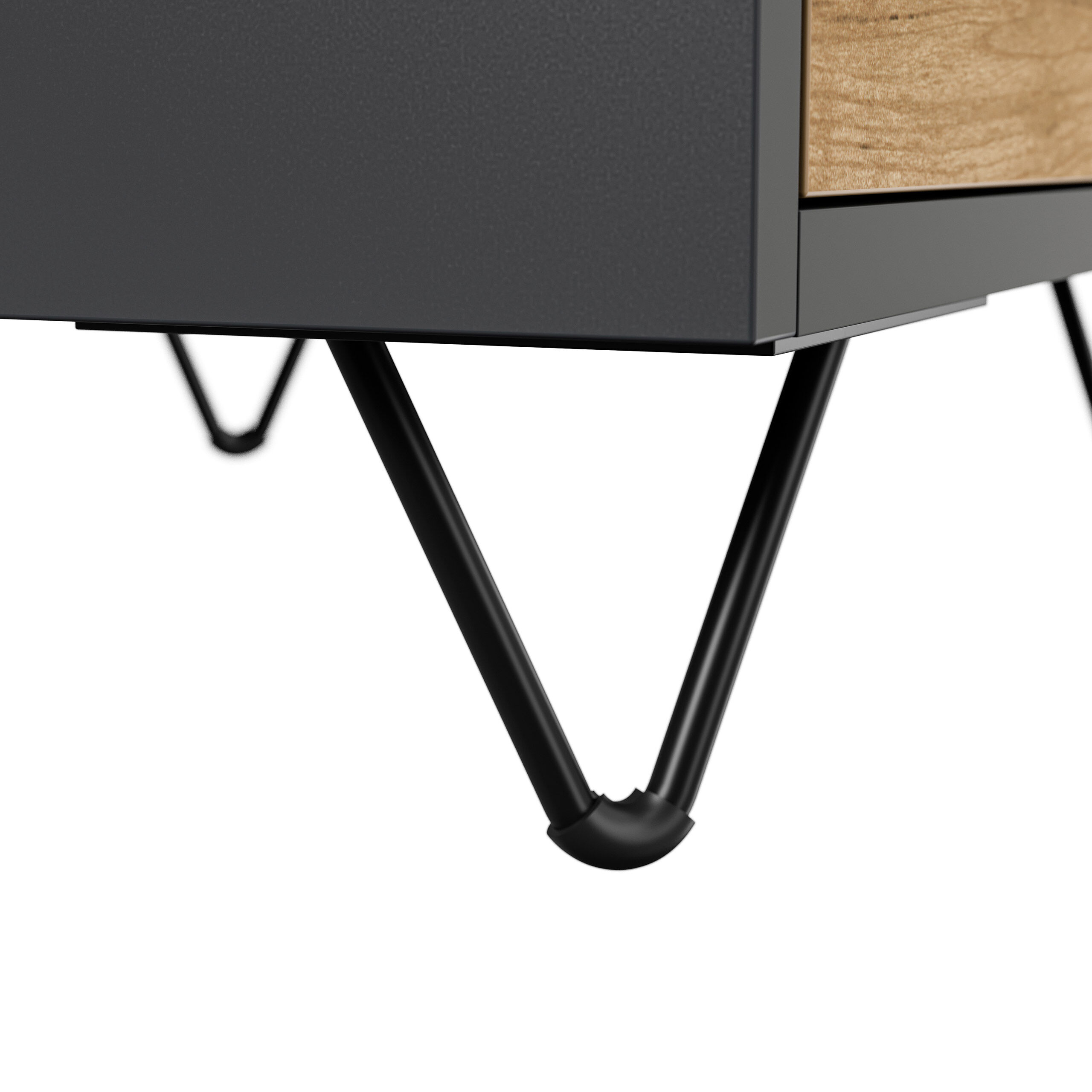 Nachttisch Yako 50cm 2 SoftClose stehend Weiß & Eiche Front