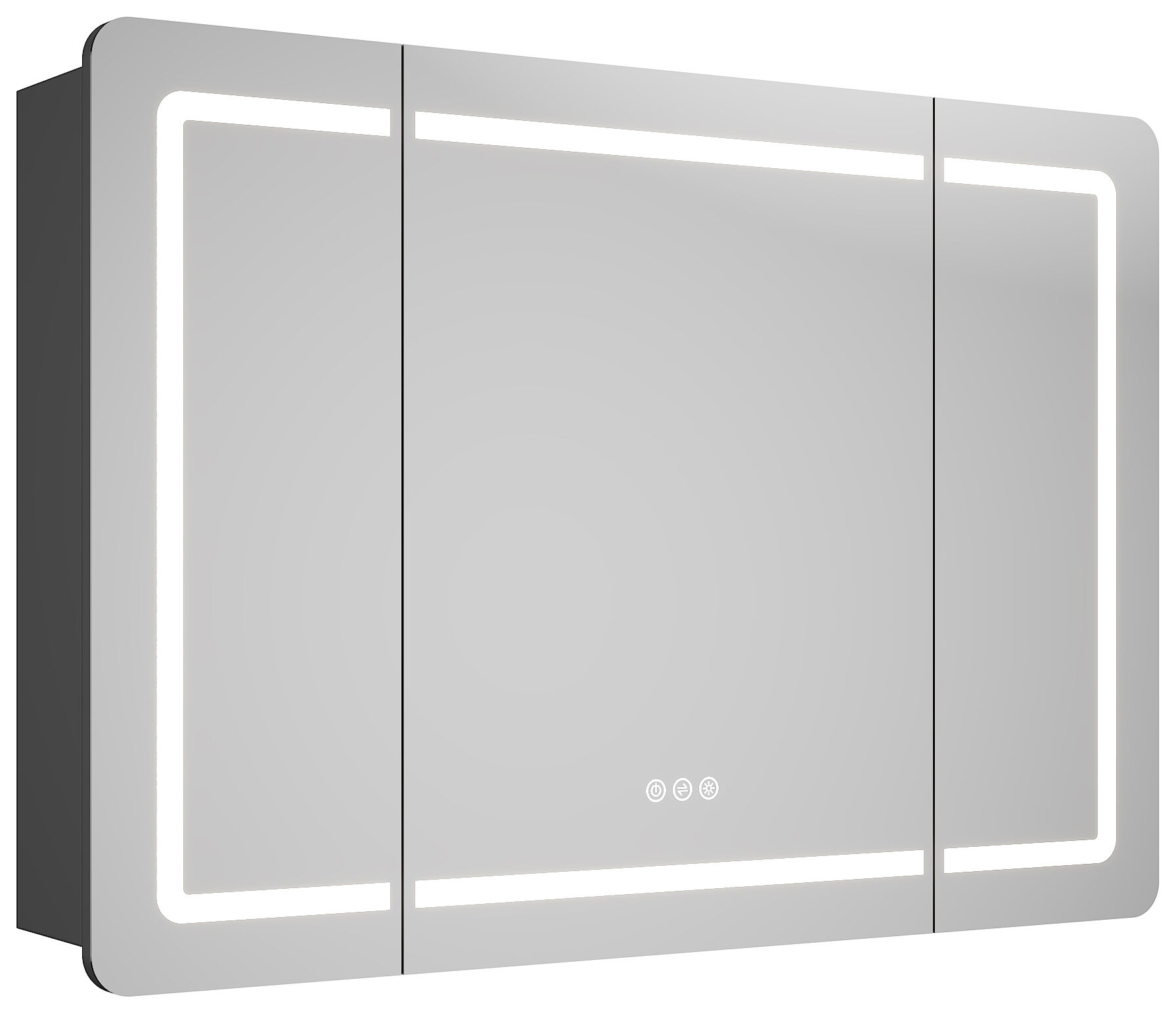 Spiegelschrank Riva 100 cm inkl. Design LED-Lampe und Glasböden weiß matt