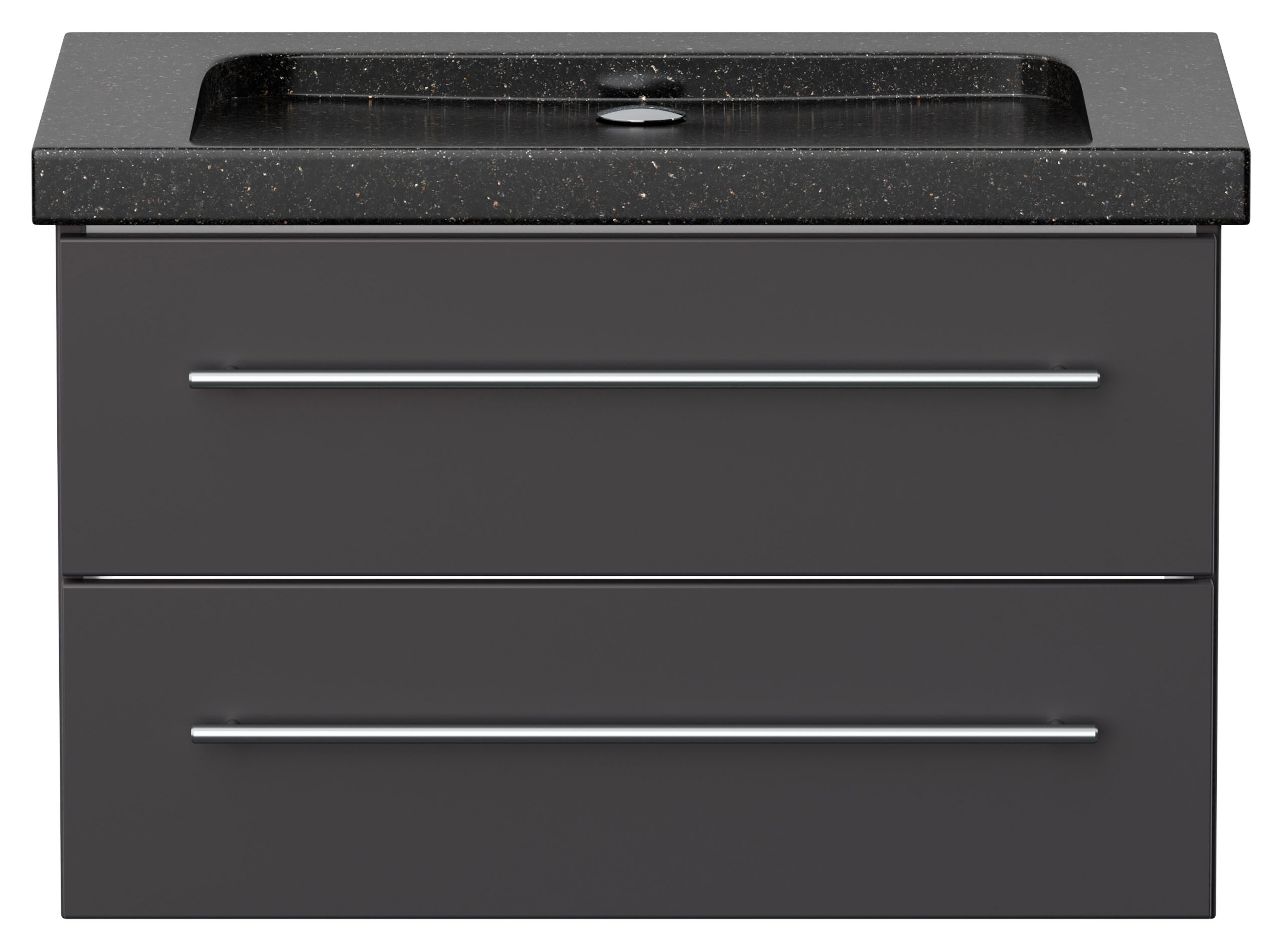 Badmöbel Granit Galaxy Black Damo 75 cm ohne Hahnloch SoftClose anthrazit