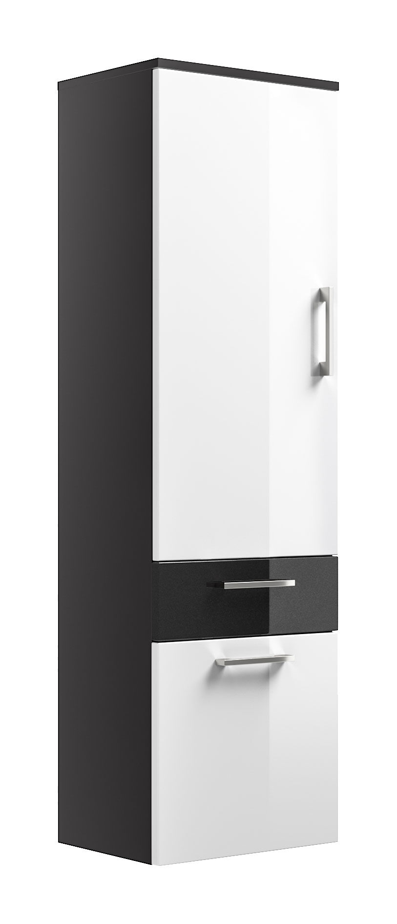 Hochschrank Rima 135 cm Weiss hochglanz/Grafit hochglanz