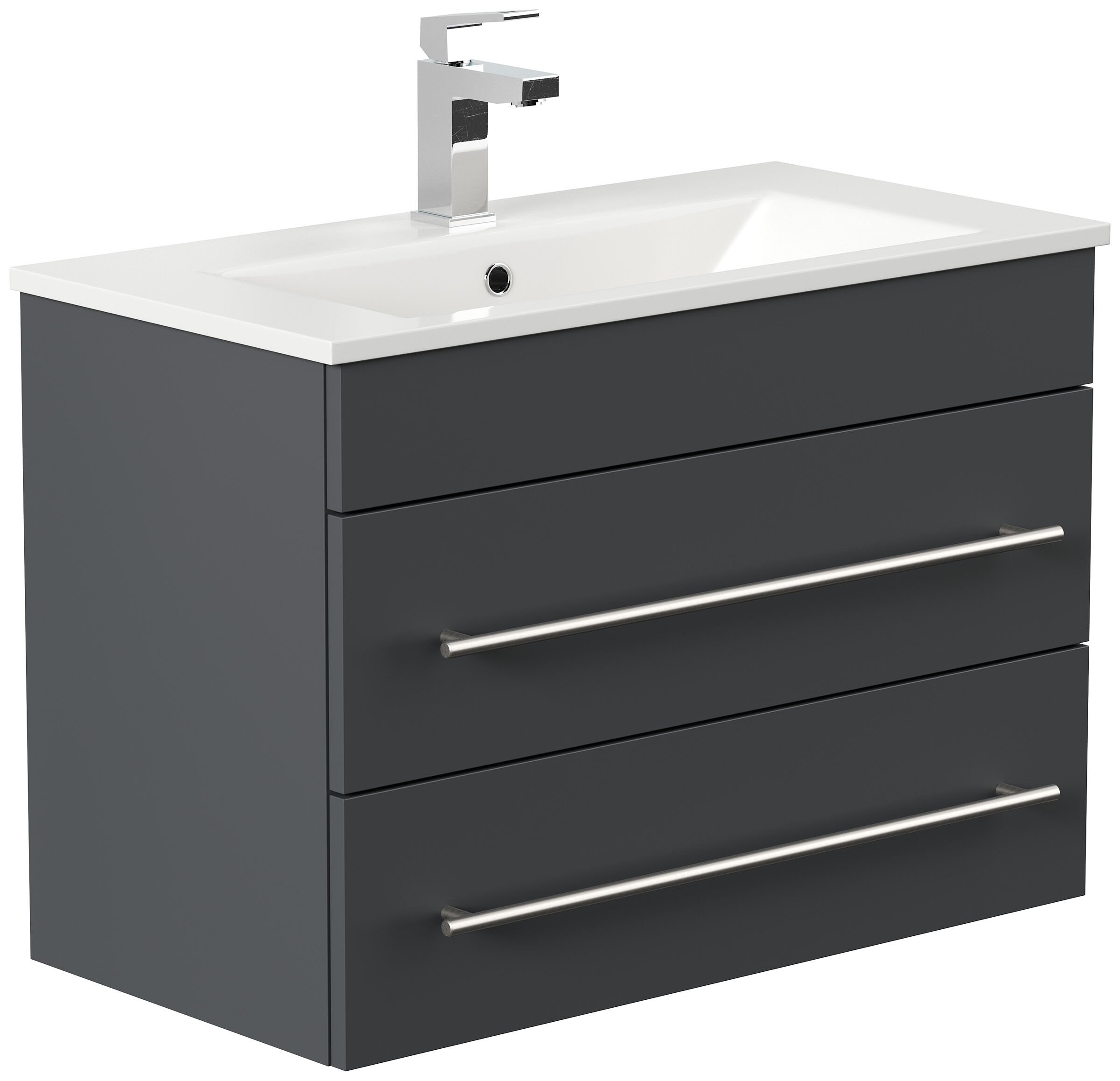 Badmöbel Mona 80x36cm mit 2 SoftClose Schubladen grafit