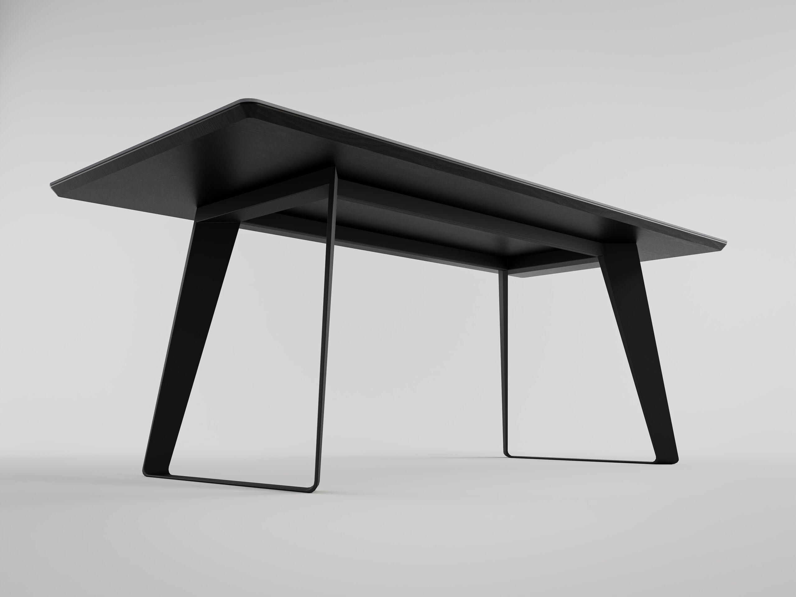 Esszimmertisch FLORINT 200x90cm weiße Keramikplatte schwarze Design-Tischkufen