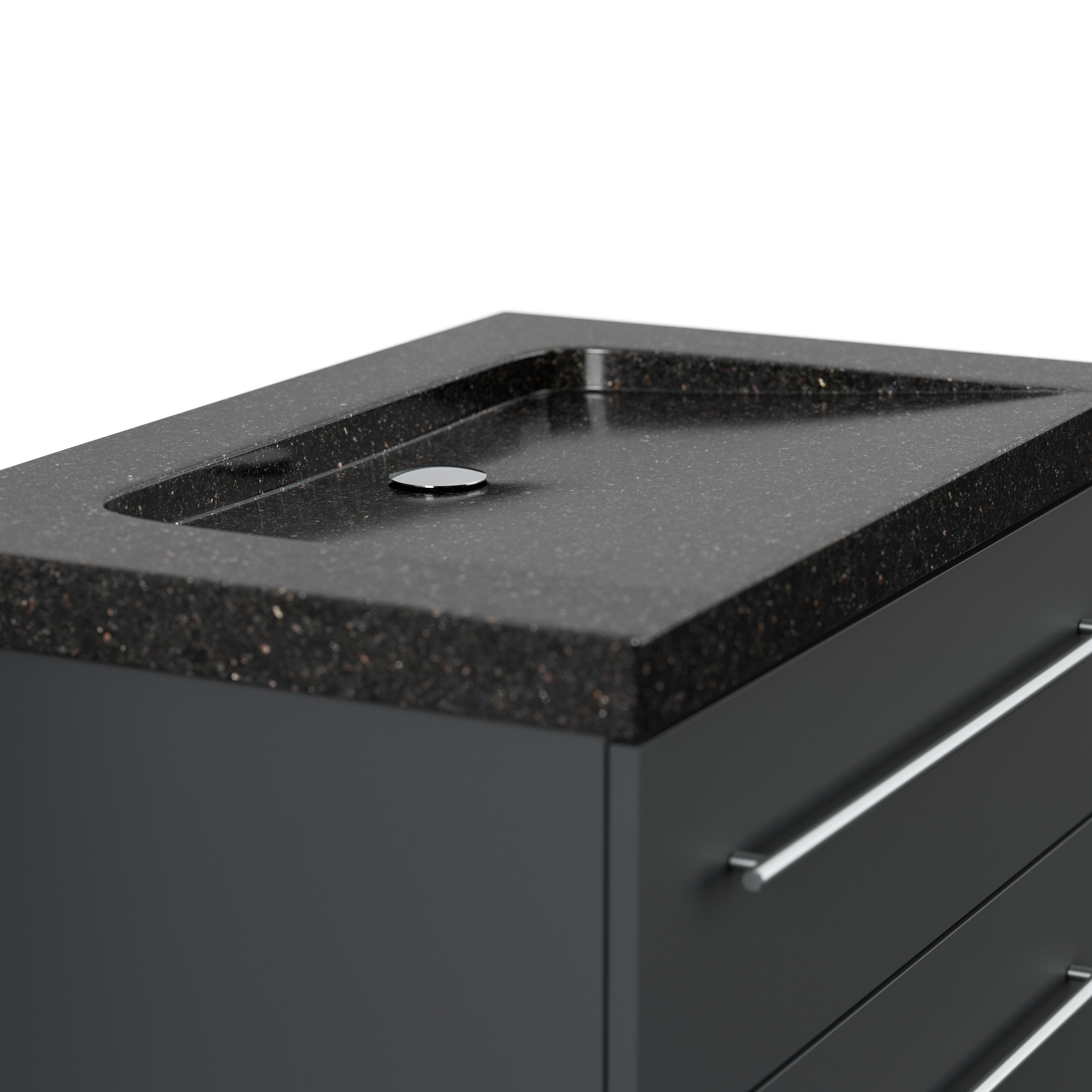 Badmöbel Granit Galaxy Black Damo 75 cm ohne Hahnloch SoftClose grafit