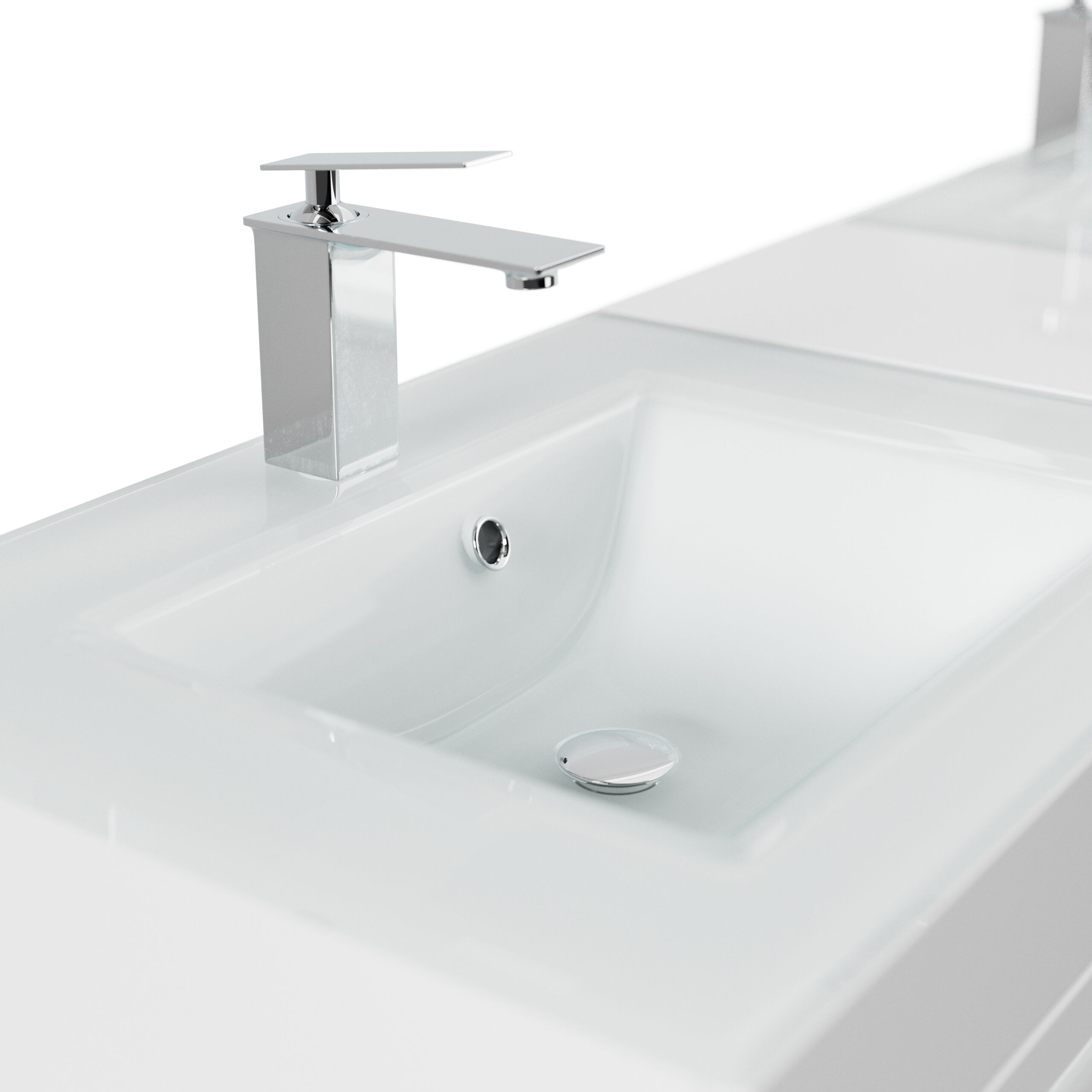 Badmöbel Vitro XL mit Doppel-Glasbecken SoftClose beton