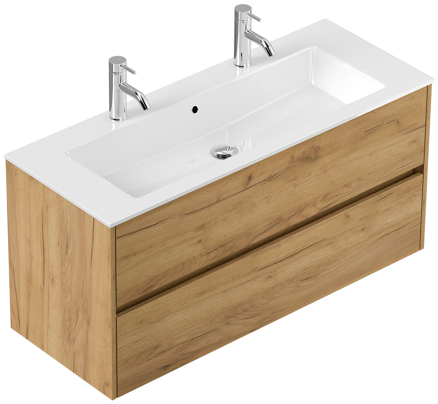 Doppelbadmöbel Taifun mit Waschtisch 120 cm 2 Greifraum SoftClose Auszüge eiche