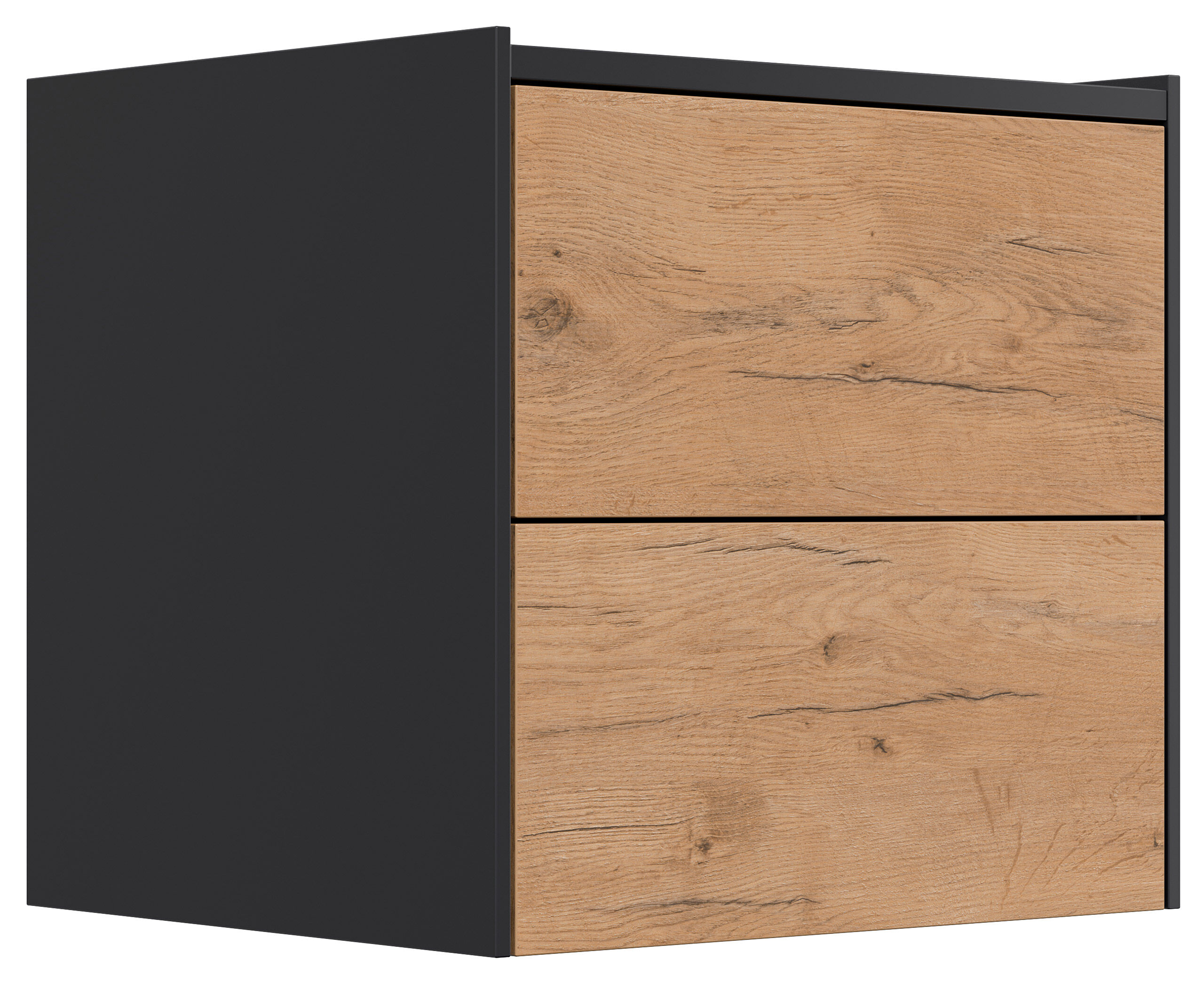 Design Nachttisch Kommode Somnia M 50cm, 2 Pushauszüge Oak