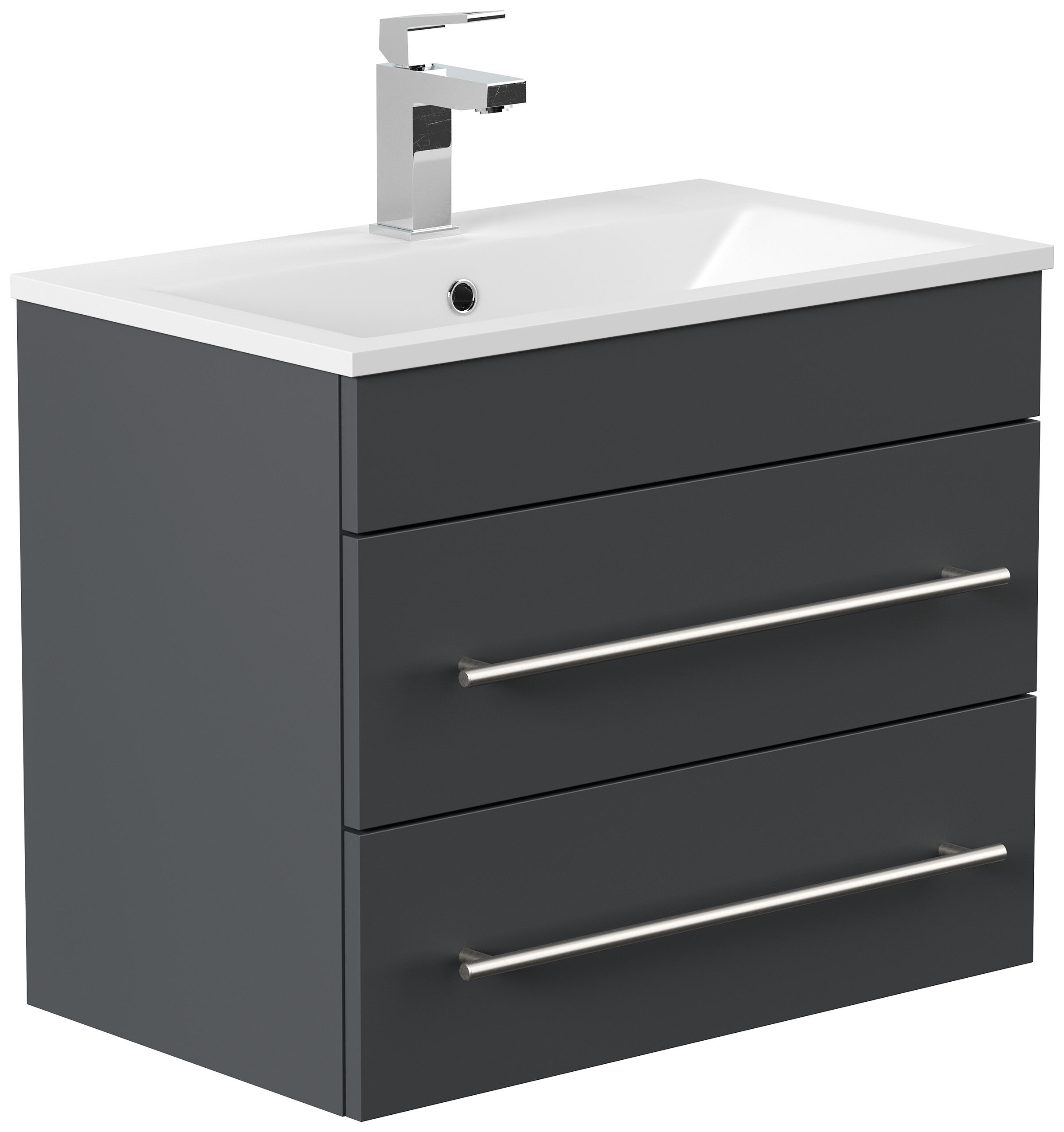 Badmöbel Mona 60x36cm mit 2 SoftClose Schubladen weiss hochglanz