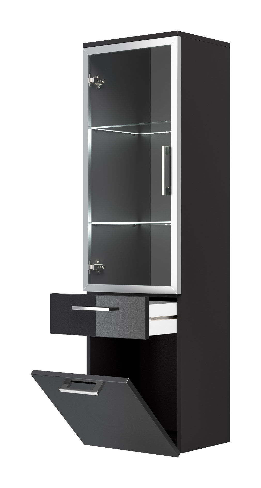 Hochschrank Rima 135 cm mit Glastür Anthrazit