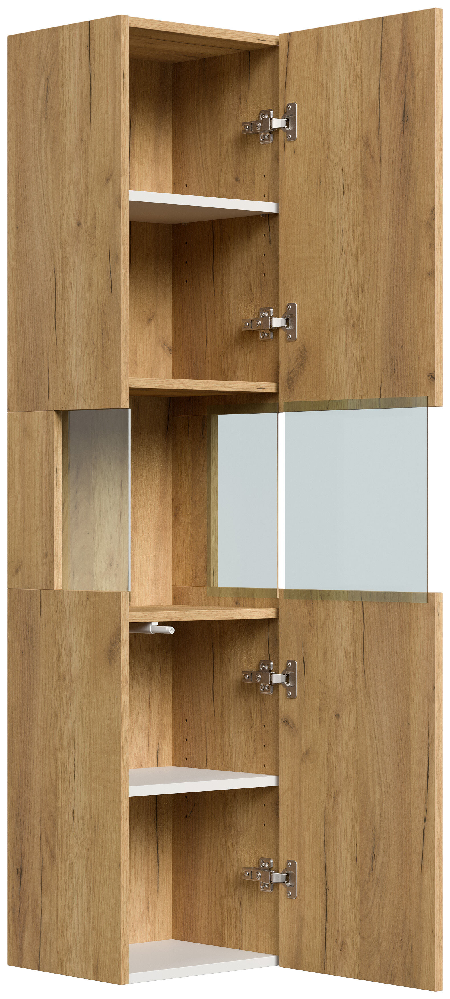 Doppel-Badmöbel Set Taifun 3tlg. 120 cm mit LED Spiegel & Hochschrank weiß Hgl