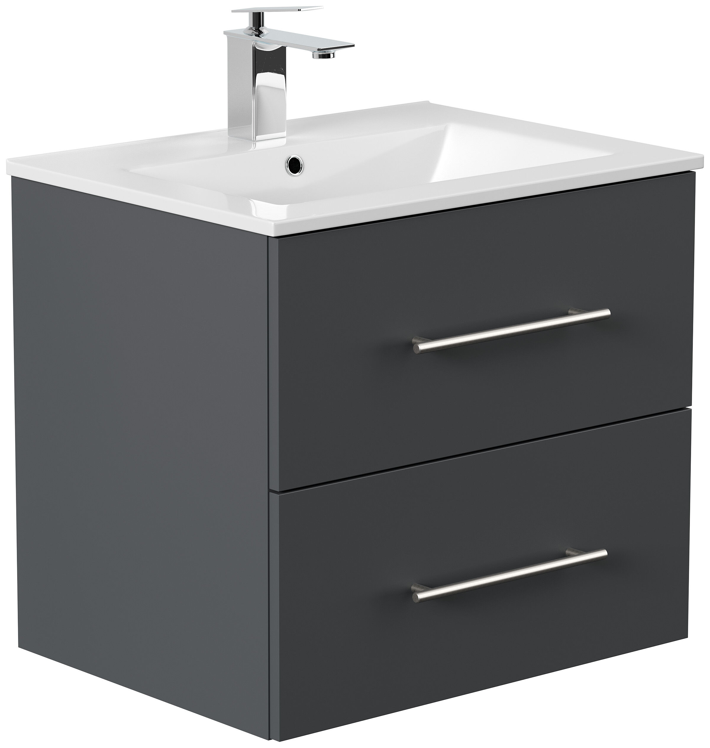 Badmöbel Set Firenze 60 3tlg. LED Spiegel und Hochschrank grafit