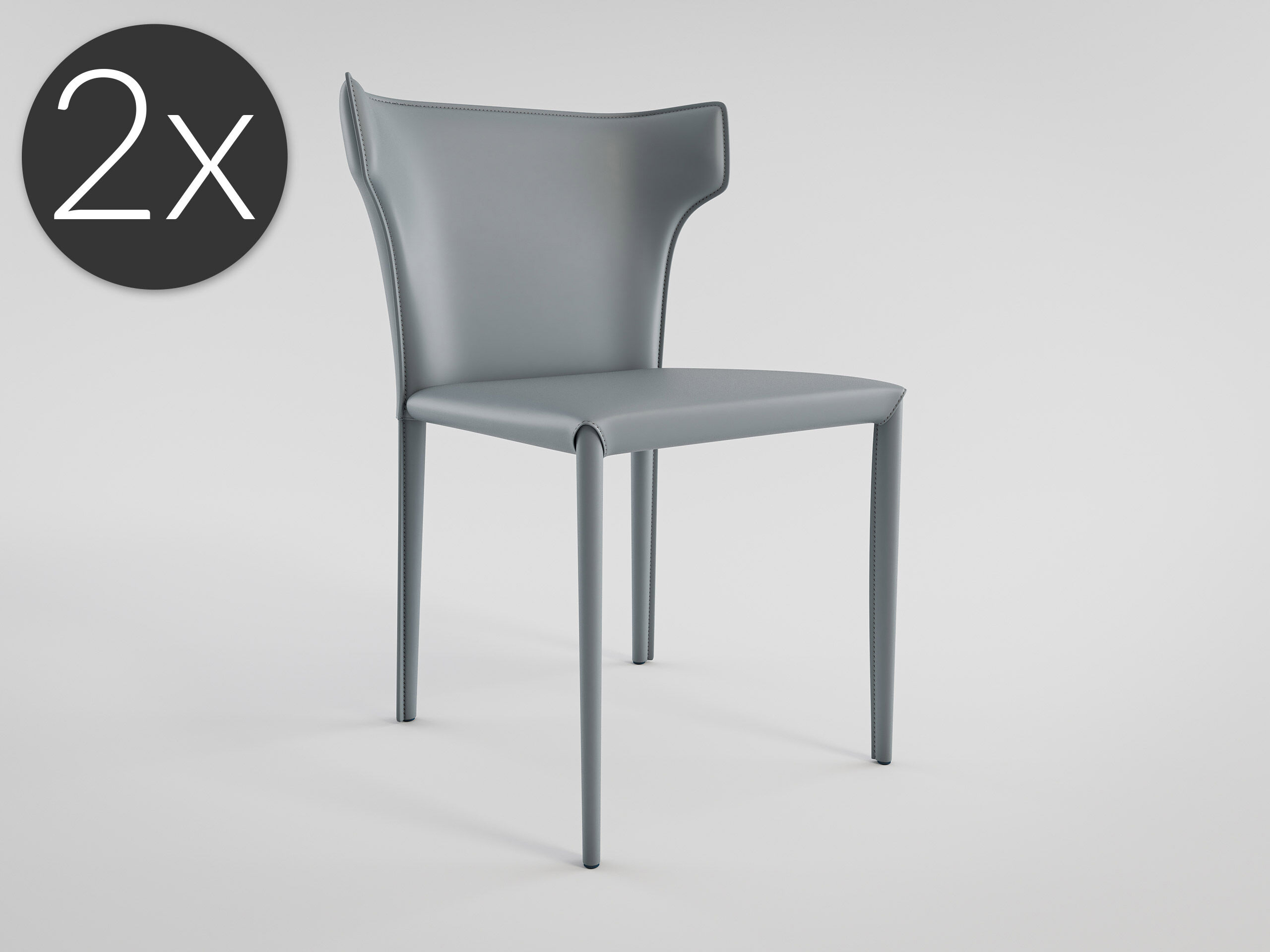 2er Set Esszimmerstuhl Design Küchenstuhl Vince Kunstleder creme Metallbeine