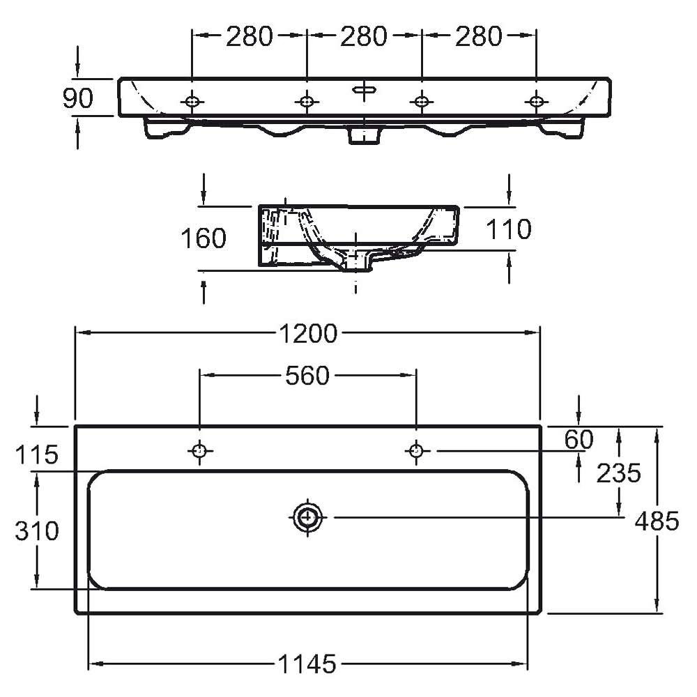 Badmöbel mit Geberit Icon Waschbecken 120 cm SoftClose silbereiche