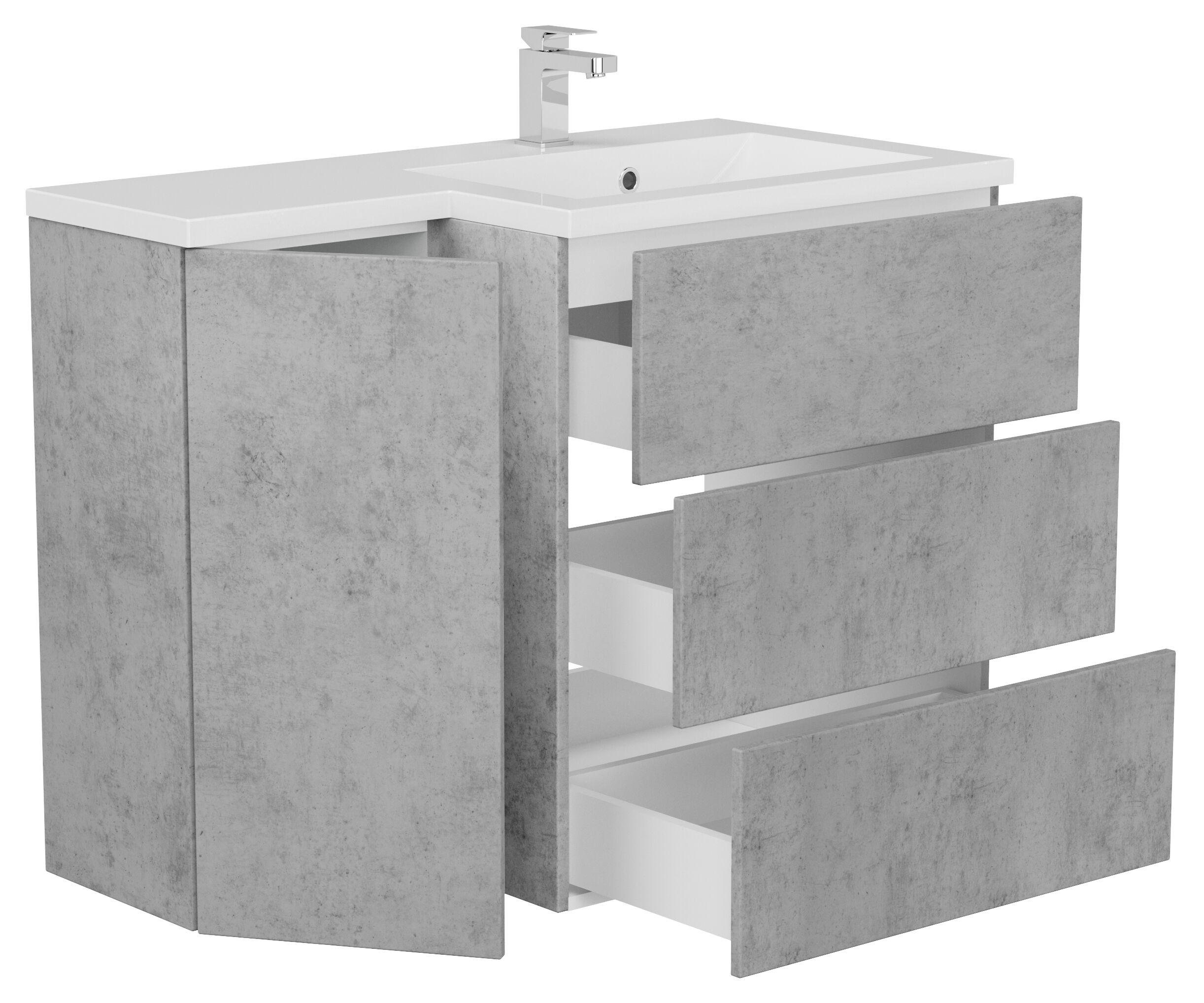 Badblock Adelia links SoftClose weiss hochglanz