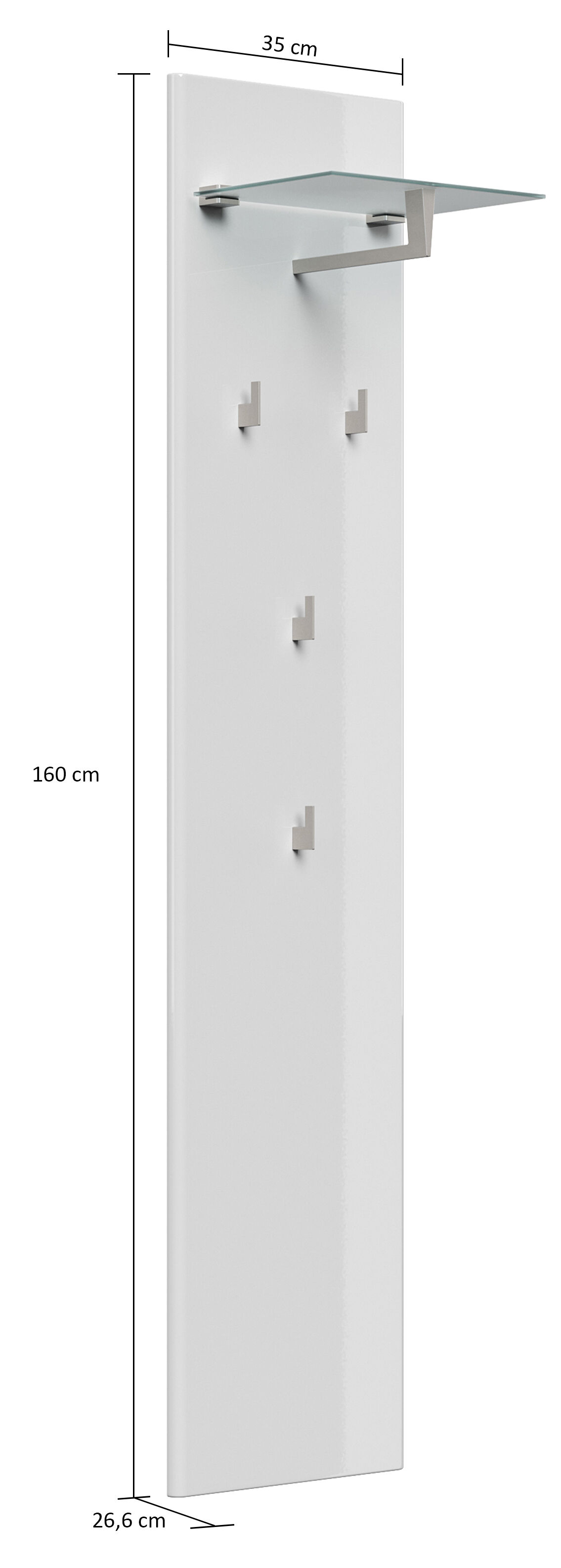 Garderobe Emotion 4 Haken & Hutablage 35x160 cm Eiche