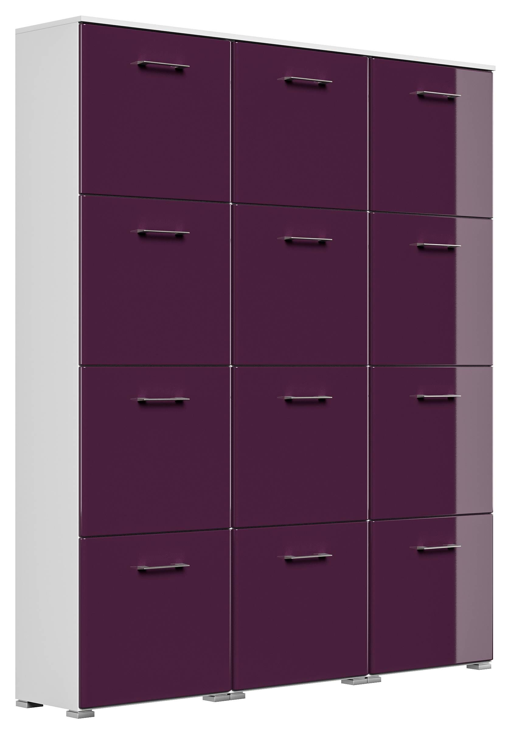 Schuhschrank XXXL Emotion 12 Klappen 48 Paar 160x187 cm Weiss-Brombeer