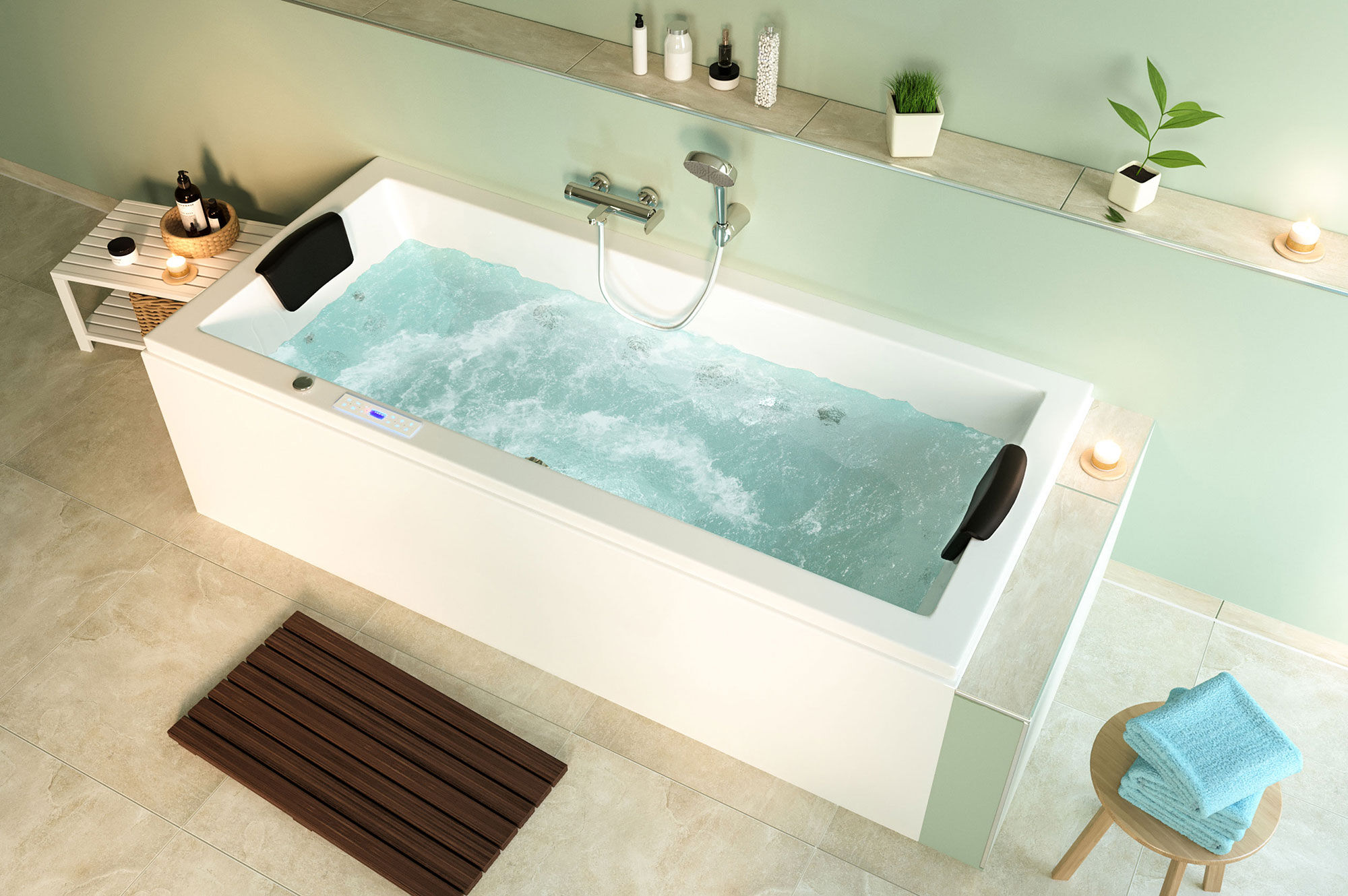 Rechteck Whirlpool Unity 190x90 Made in Germany 24 Düsen Befüllung Überlauf