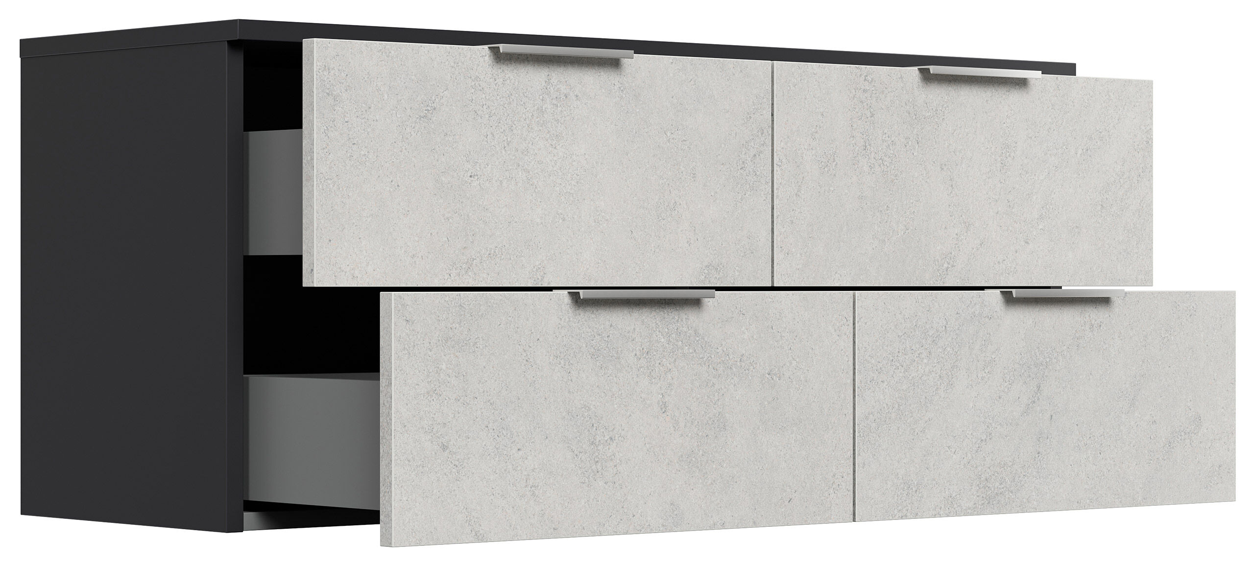 Design Hängekonsole Sideboard Urban Slimline 4 Softeinzüge lackiert Creme-Grafit