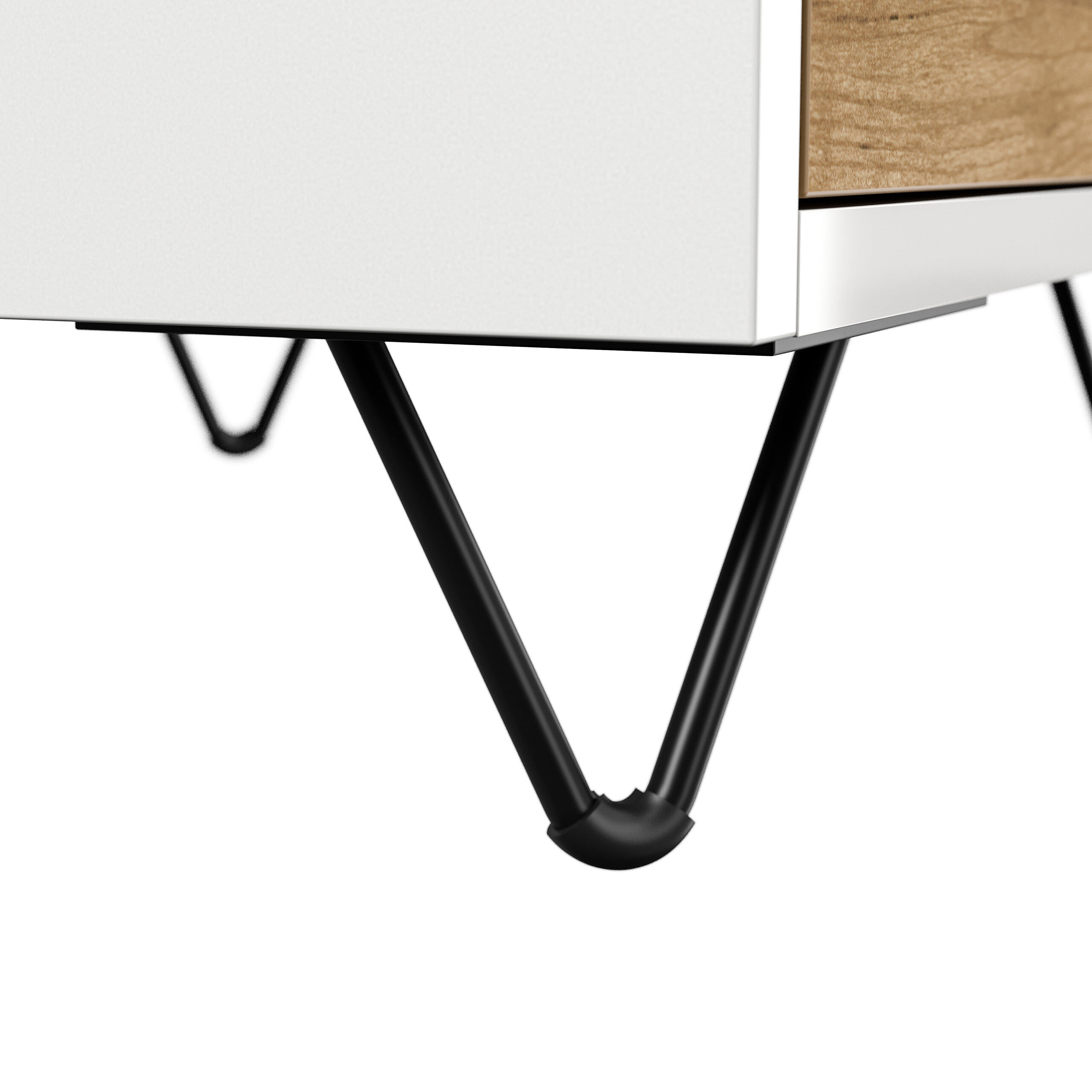 Nachttisch Yako 50cm 2 SoftClose stehend Weiß & Eiche Front