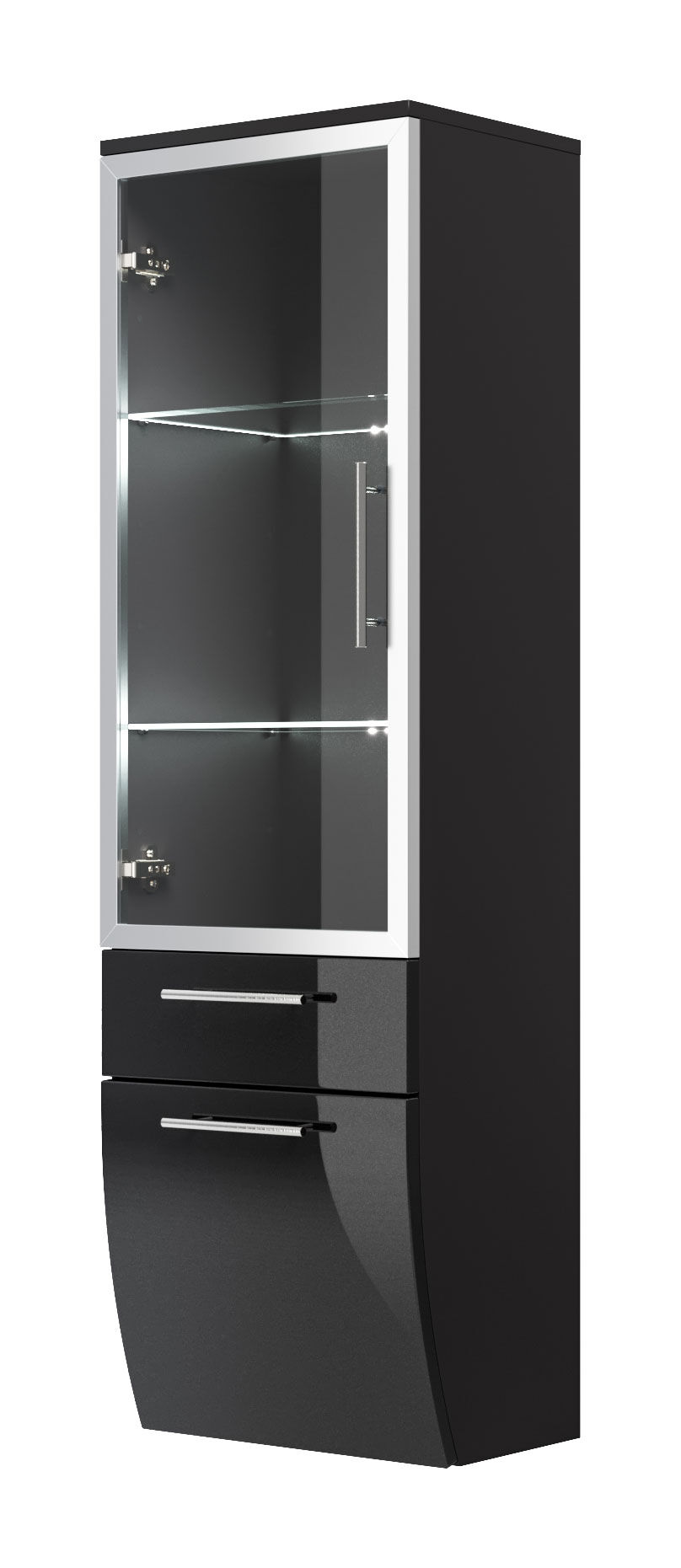 Hochschrank Salona 135 cm mit Glastür Anthrazit