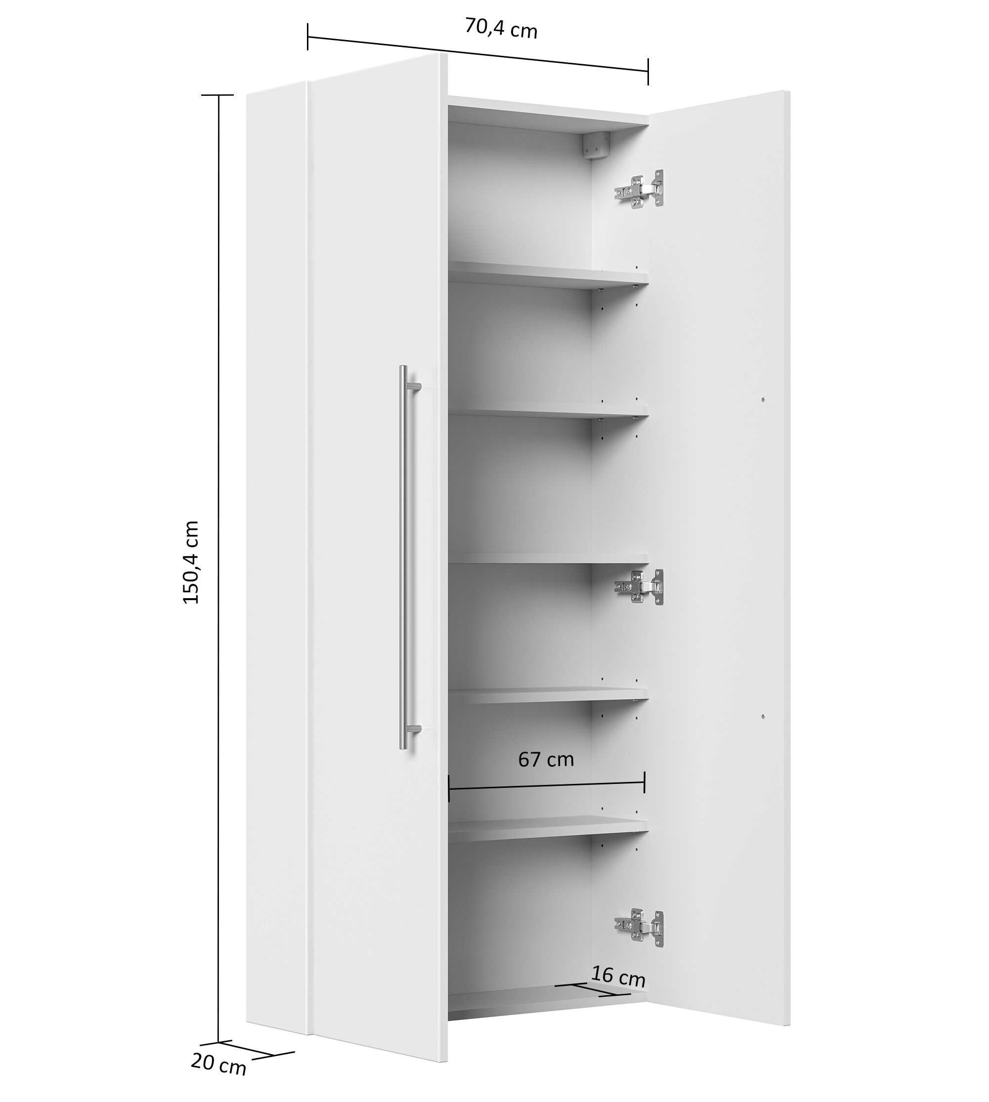 Hochschrank Slimline nur 20cm Tief (BxH) 70x150 cm anthrazit | Anthrazit