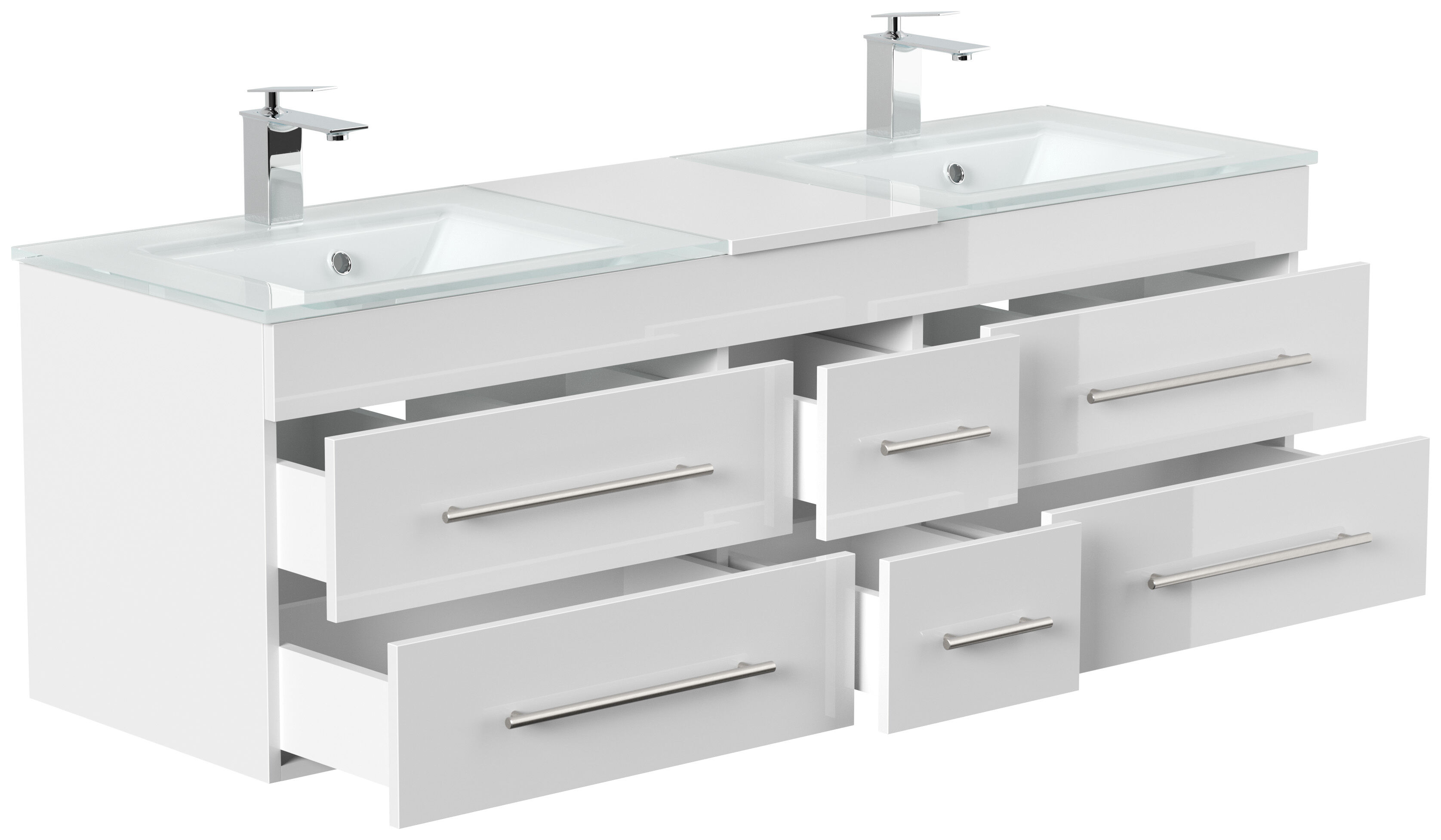 Badmöbel Vitro XL mit Doppel-Glasbecken SoftClose grafit