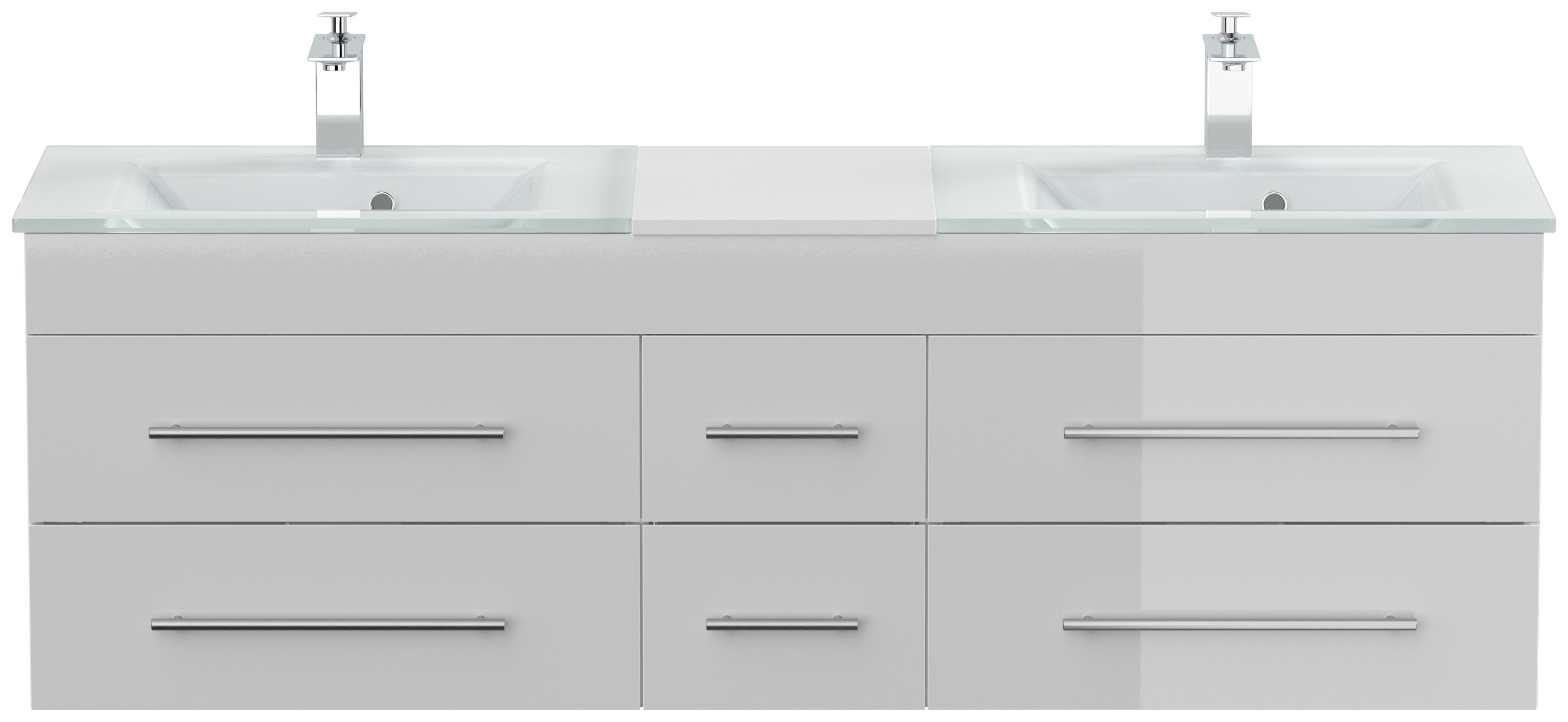 Badmöbel Vitro XL mit Doppel-Glasbecken SoftClose grafit