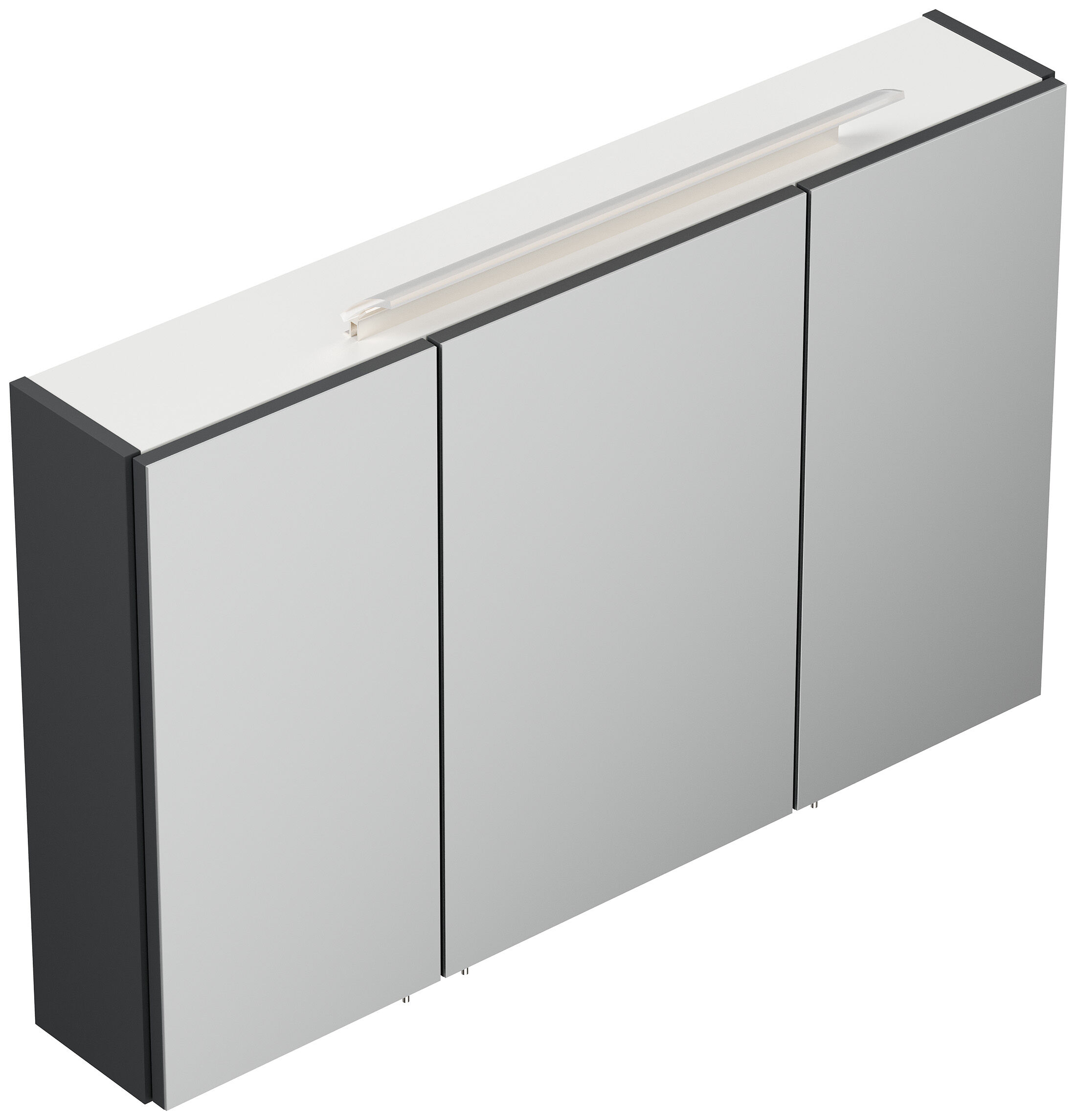 Spiegelschrank 100cm inkl. Design LED-Lampe und Glasböden grafit