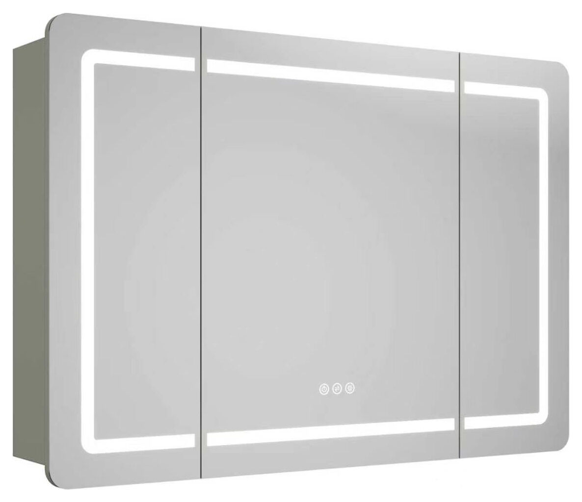 Spiegelschrank Riva 100 cm inkl. LED-Lampe und Glasböden montiert grün matt