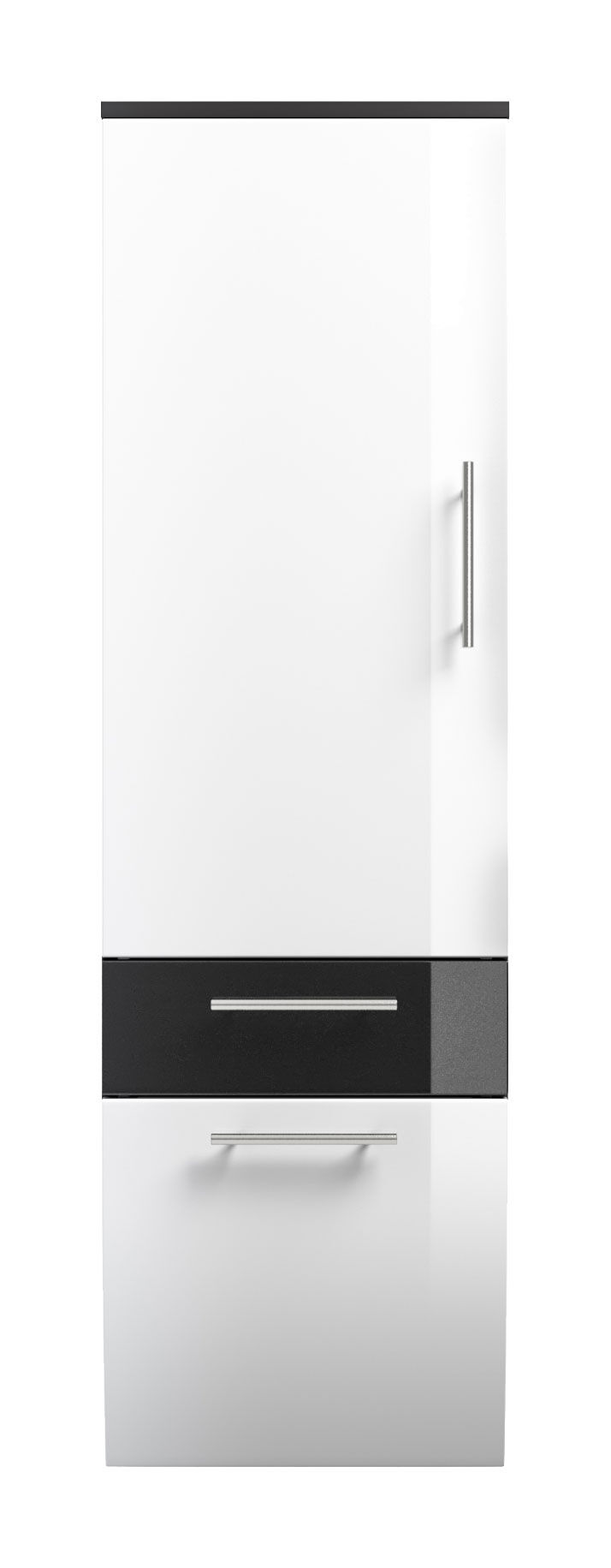 Hochschrank 135 cm Salona M Weiss hochglanz/Grafit hochglanz