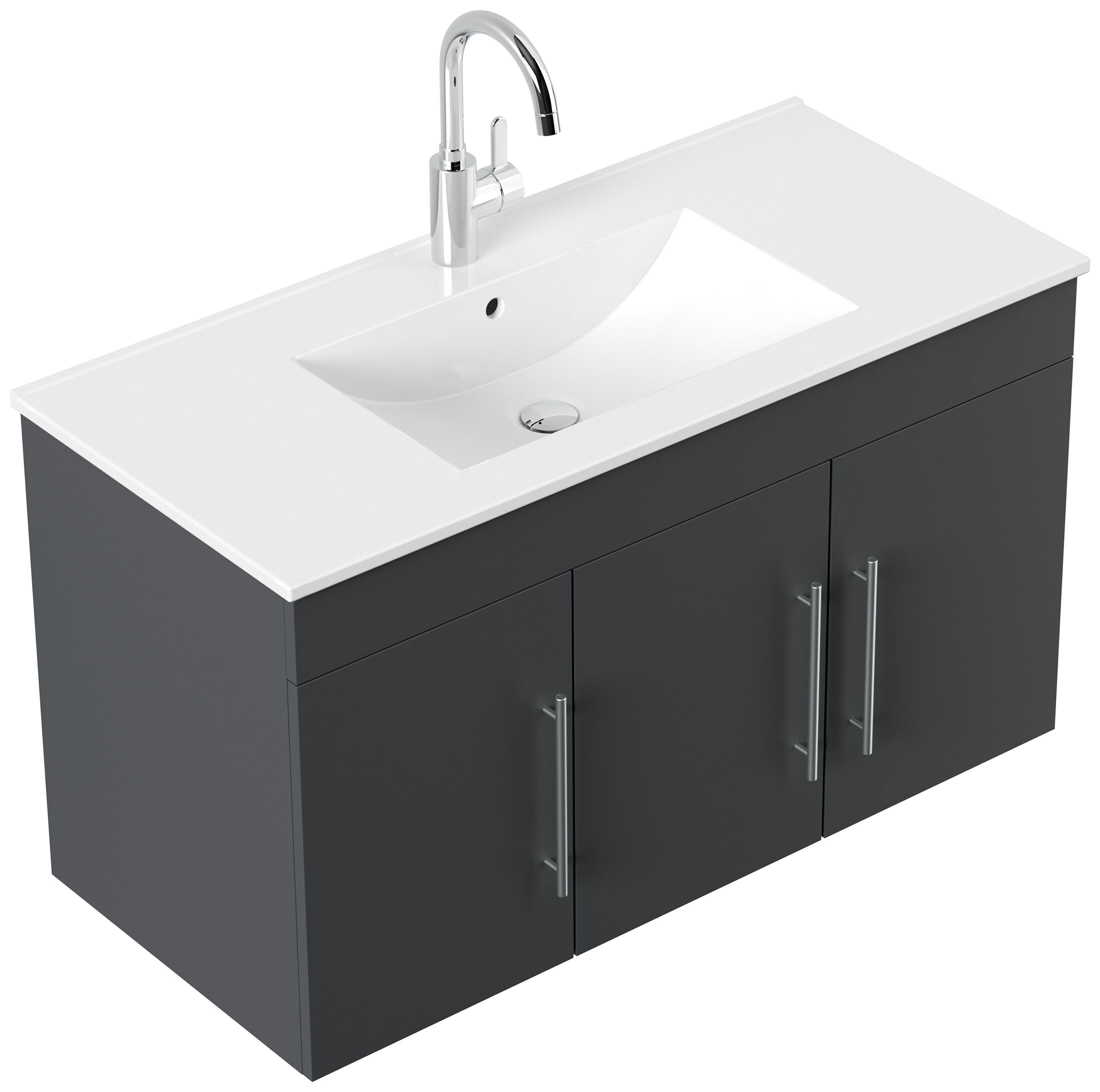 Badmöbel Venezia grafit Waschtisch mit 3 Softclose Türen
