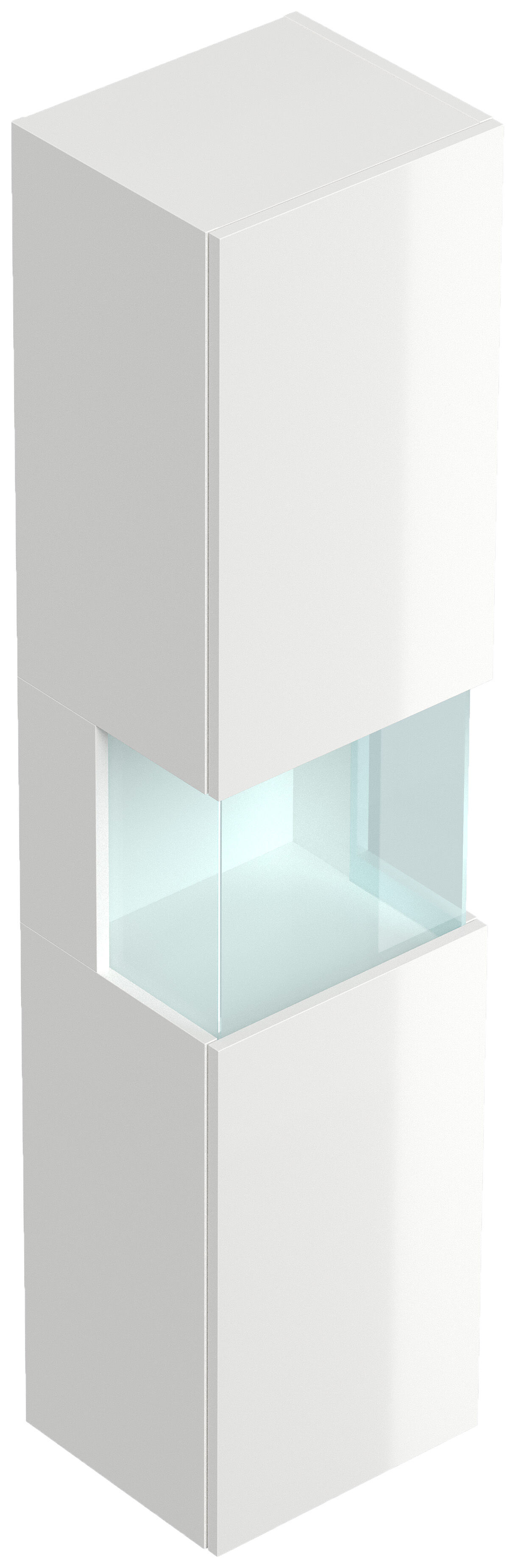 Doppel-Badmöbel Set Taifun 3tlg. 120 cm mit LED Spiegel & Hochschrank weiß Hgl