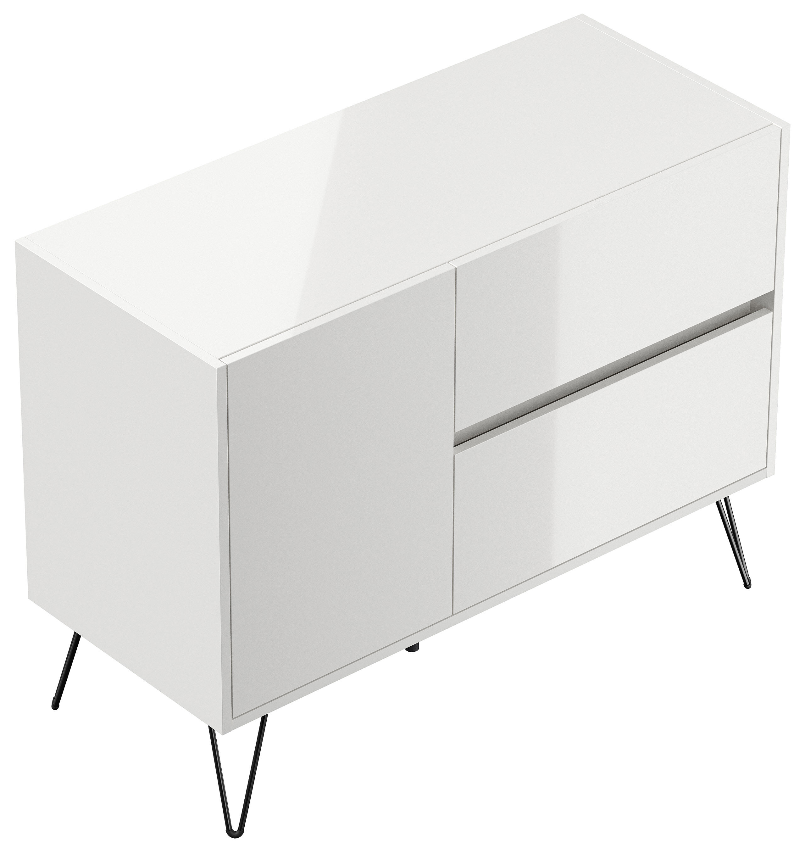 Sideboard Yako 100cm 2 SoftClose 1 Tür Weiß hochglanz