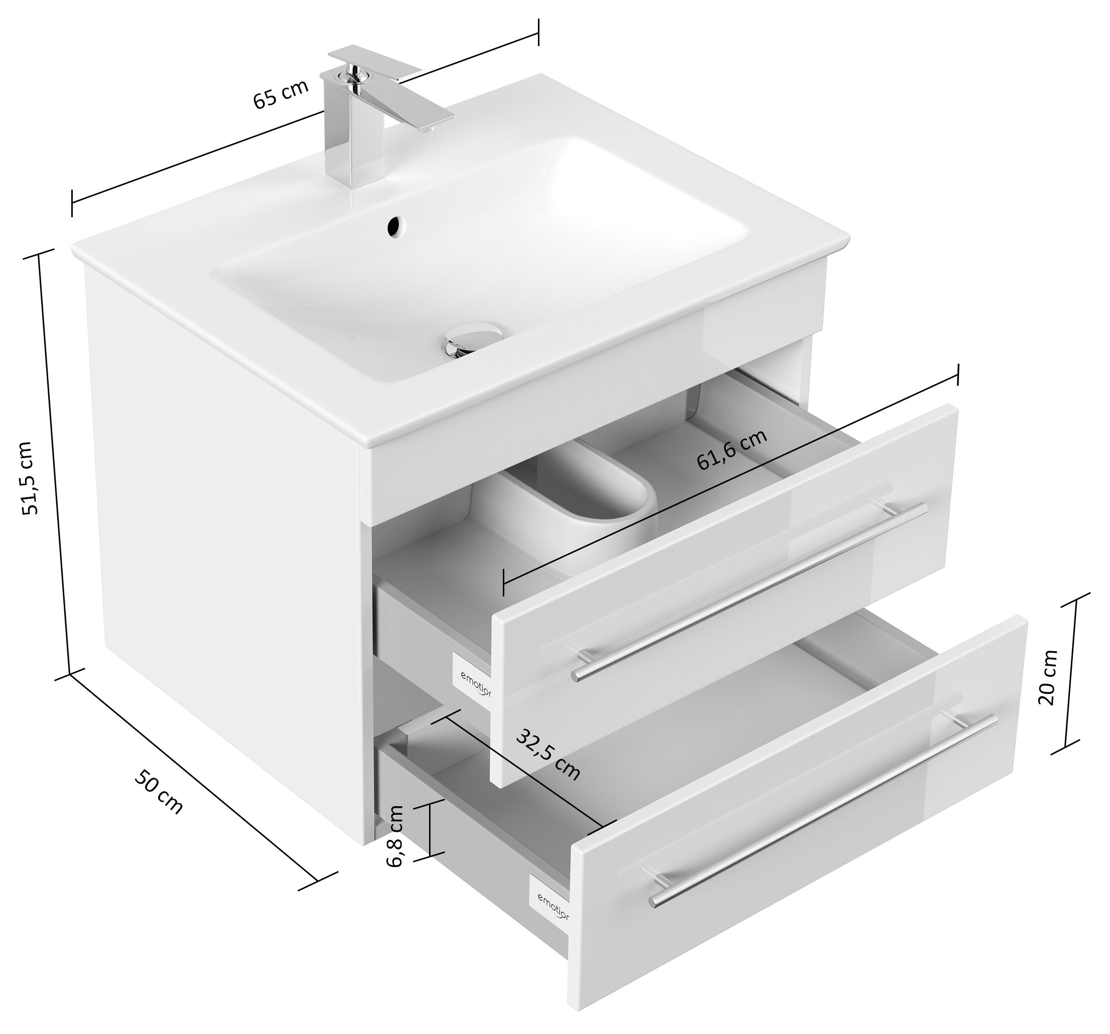 Badmöbel mit Villeroy & Boch Venticello Waschbecken 65 cm weiss hochglanz