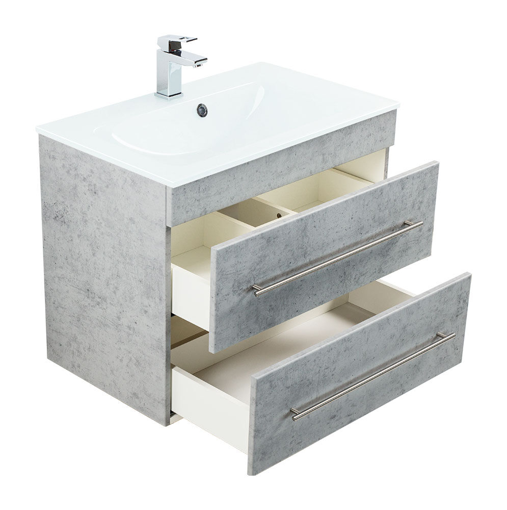 Badmöbel Vitro 750 mit Glaswaschbecken SoftClose beton Badmöbel Vitro 750 mit Glaswaschbecken SoftClose beton