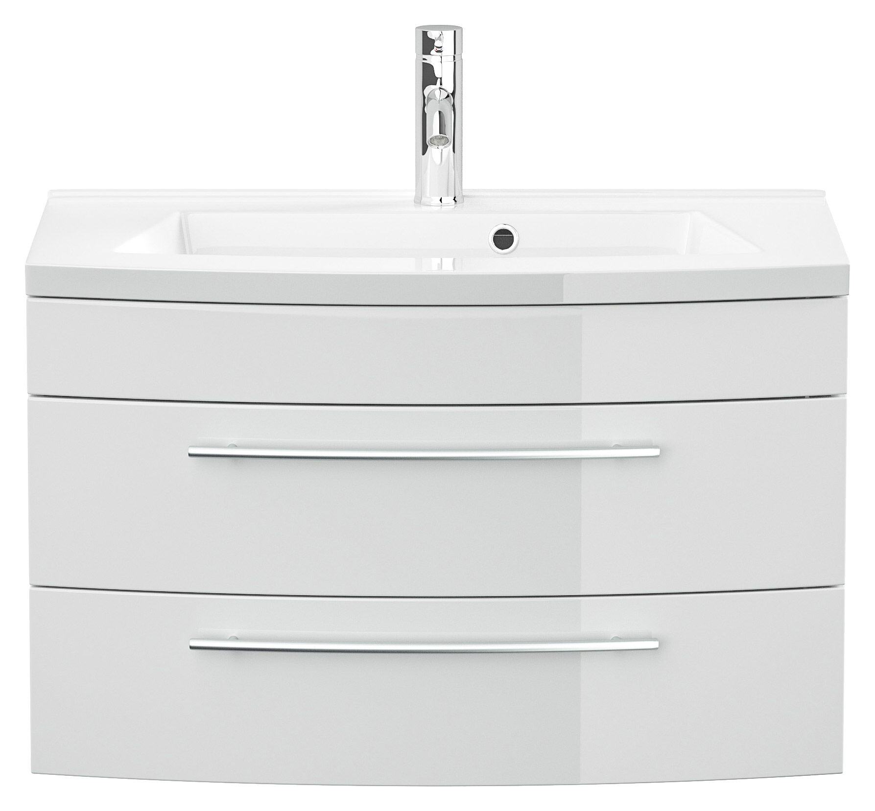 Badmöbel Bella 80 mit runder Front SoftClose weiss hochglanz