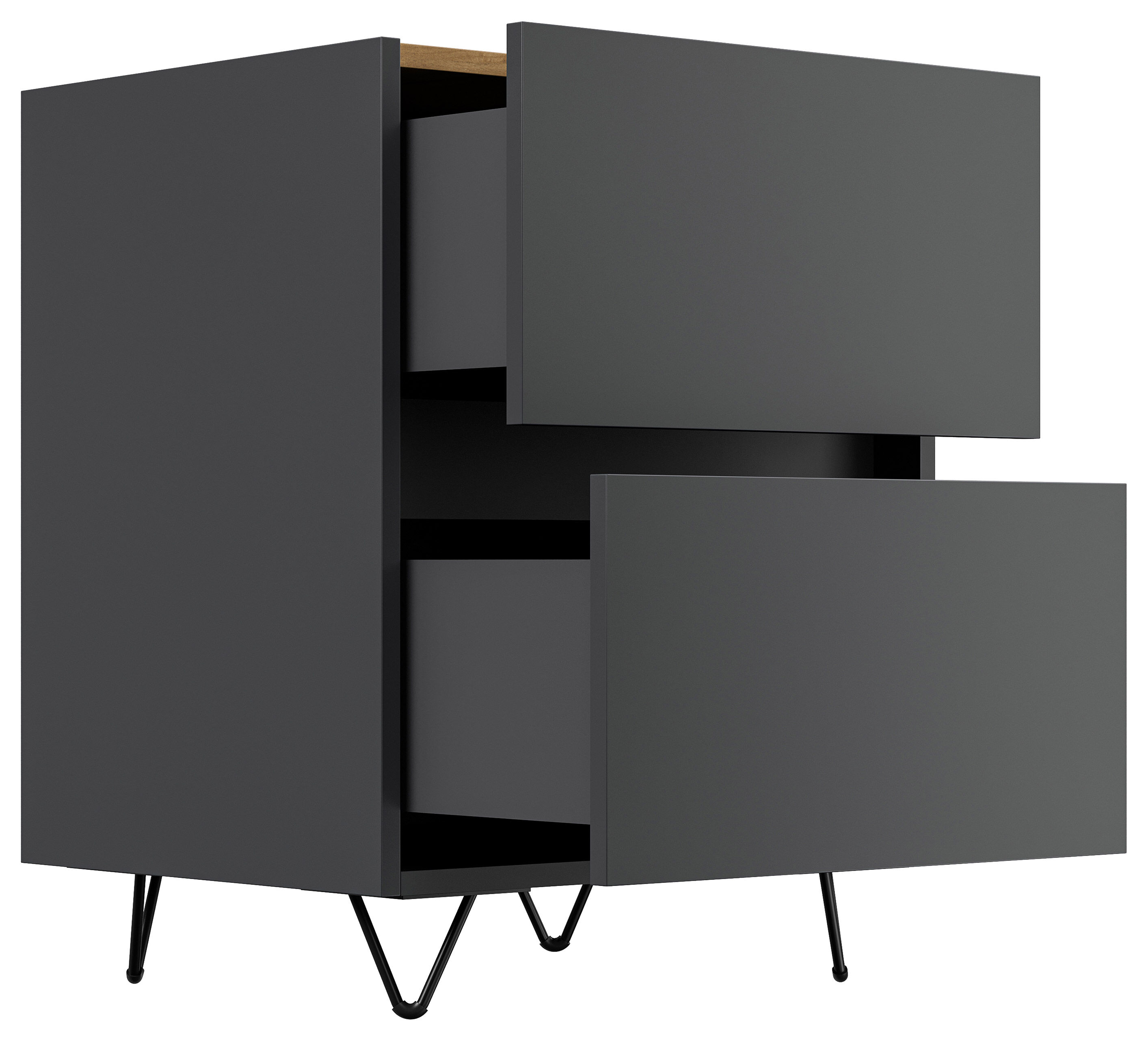 Nachttisch Yako 50cm 2 SoftClose stehend Weiß & Eiche Front