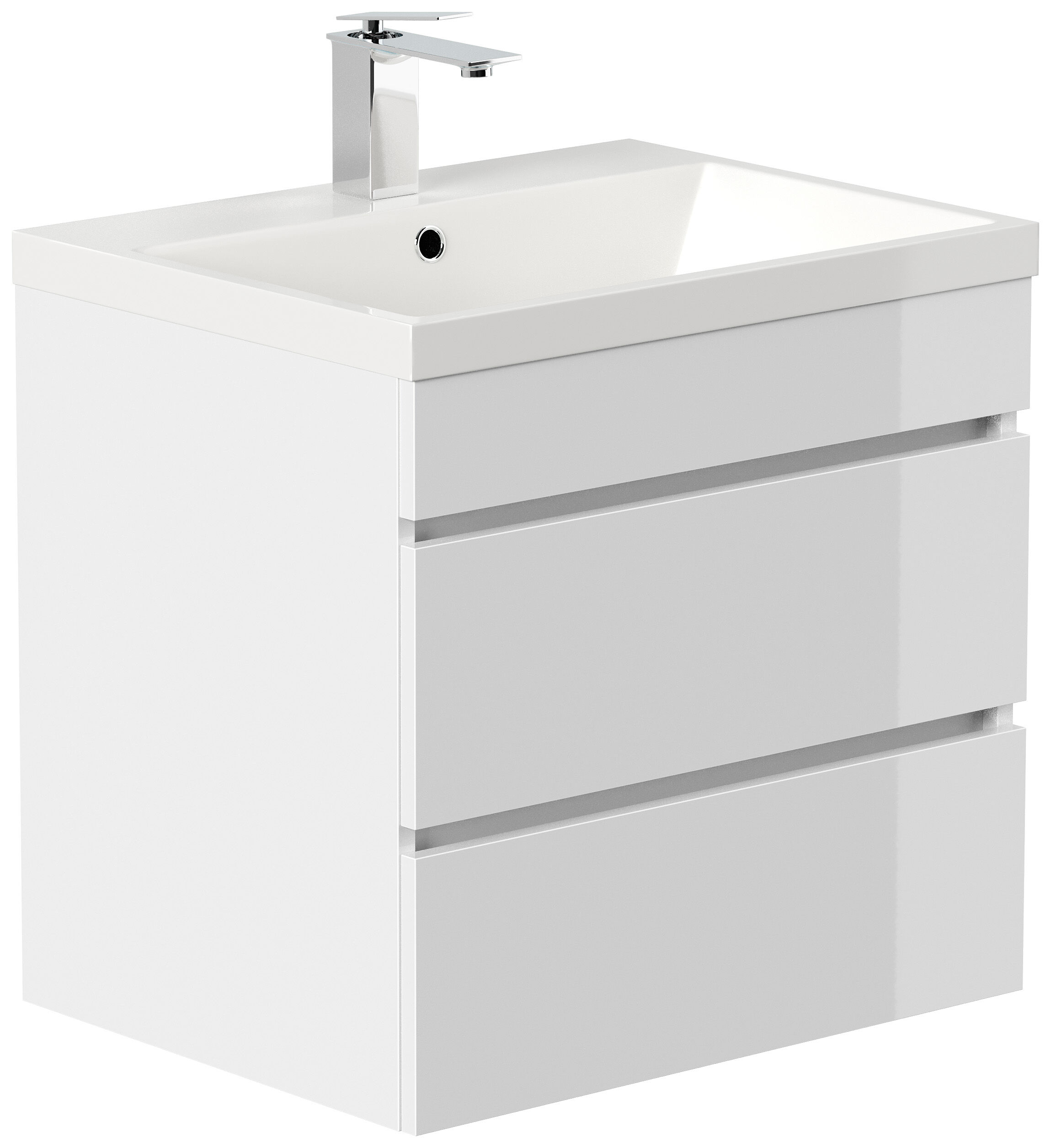 Badmöbel Via 60 SoftClose weiss hochglanz mit grifflosen Schubladen