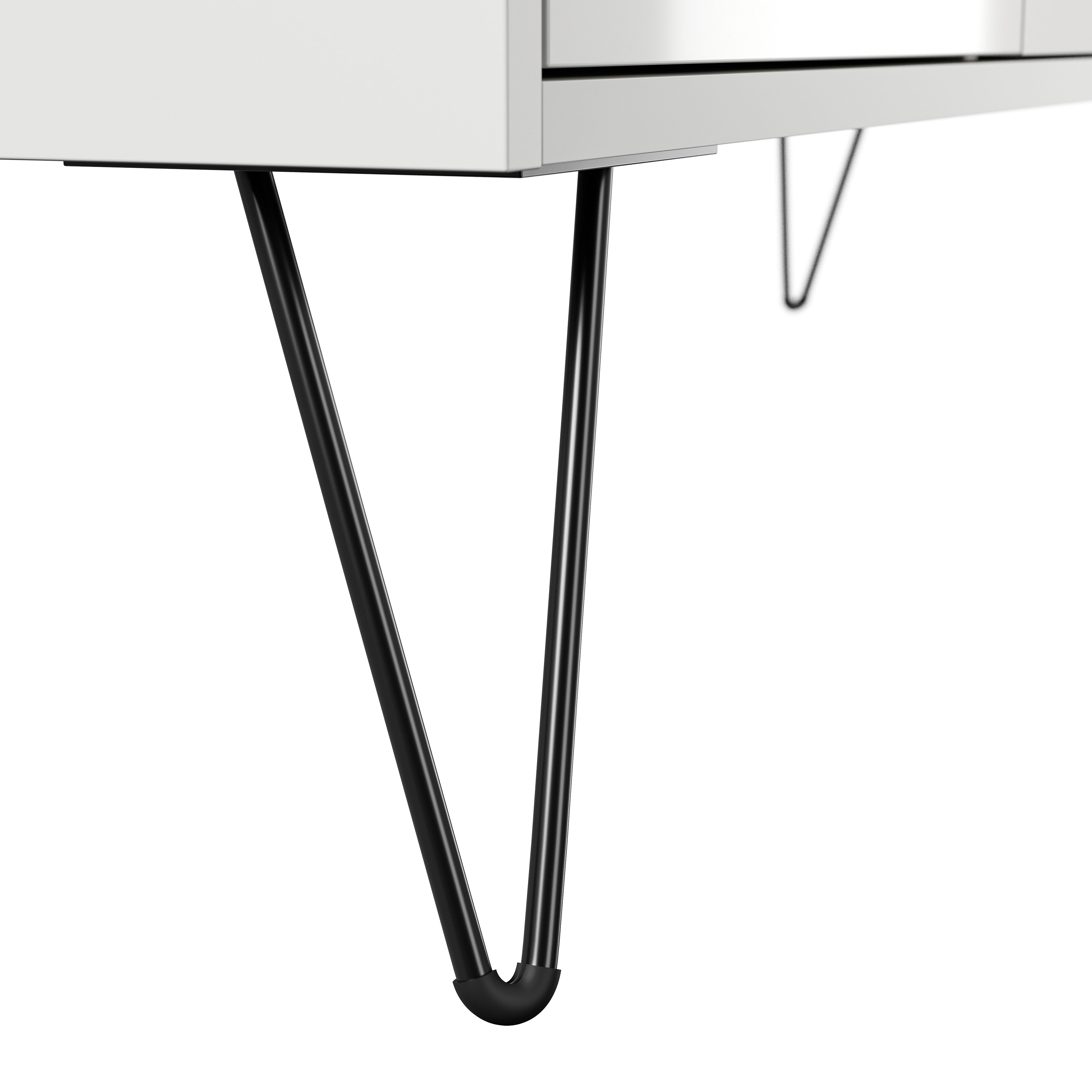 Design Sideboard Kommode Rauk 80cm 3 Greifraum SoftClose 1 Tür Weiß/Eiche Top