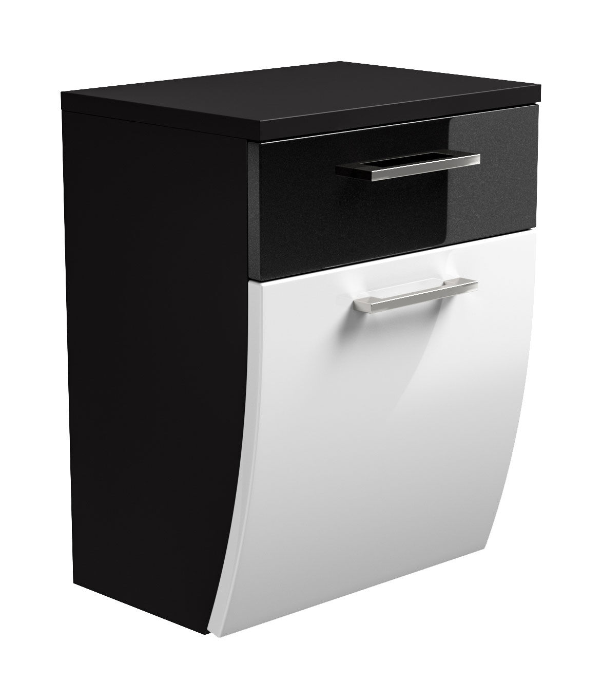 Seitenschrank Rima 40 cm rund Weiss hochglanz/Grafit hochglanz