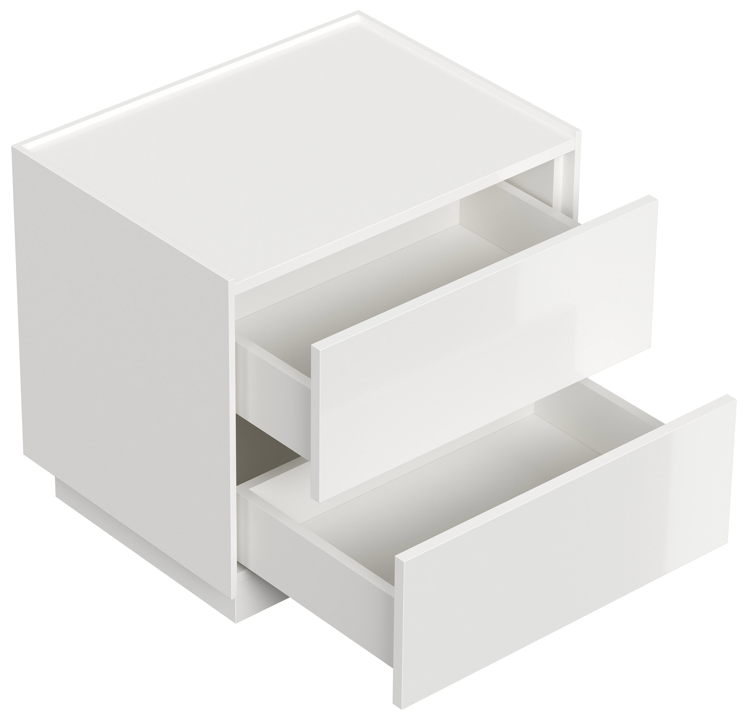 Design Nachttisch Kommode Concepto L 60cm, 2 Pushauszüge lackiert Weiß Hgl