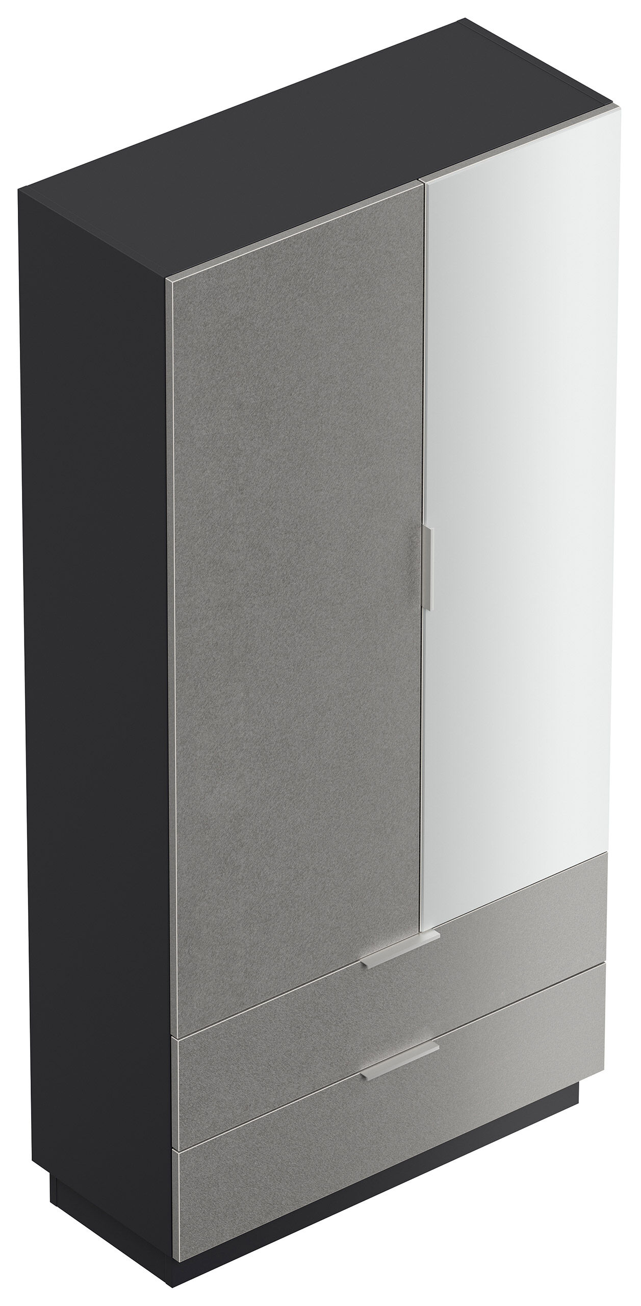 Schuhschrank Castello-L Spiegeltür 2 Softeinzüge 30 Paar Creme-Grafit