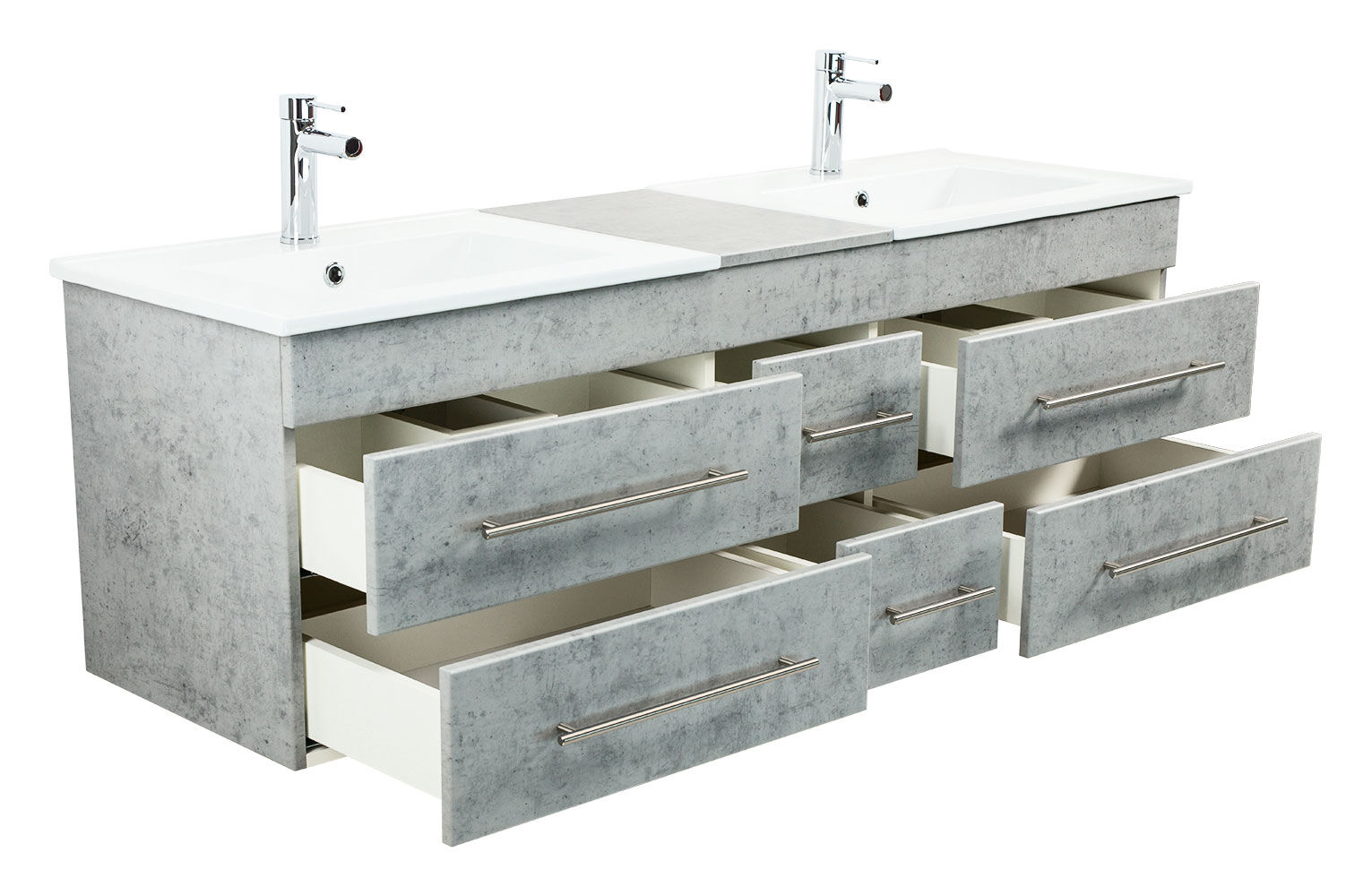 Badmöbel Milano XL 172cm Doppel- Waschtisch SoftClose weiss hochglanz
