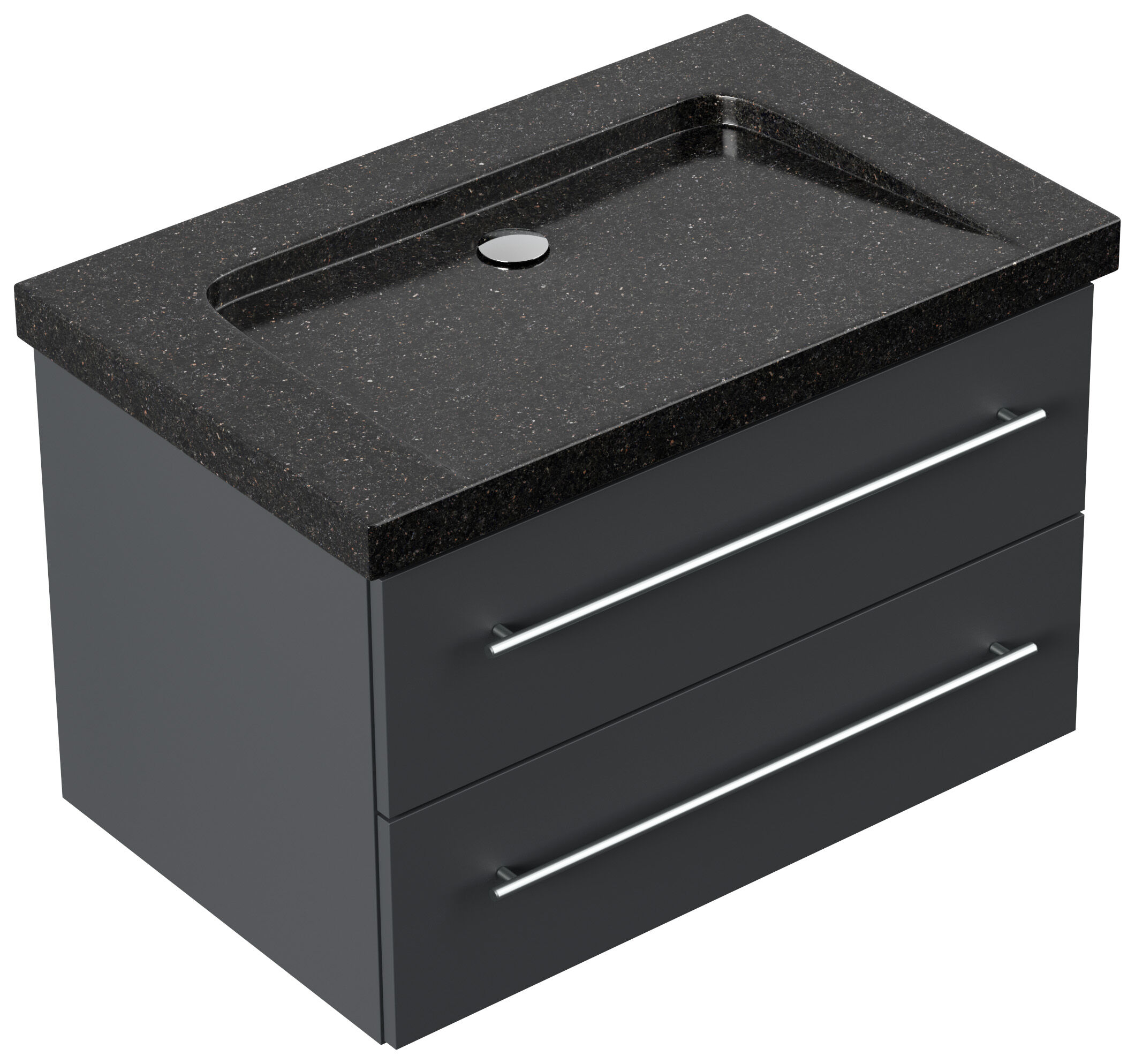 Badmöbel Granit Galaxy Black Damo 75 cm ohne Hahnloch SoftClose grafit