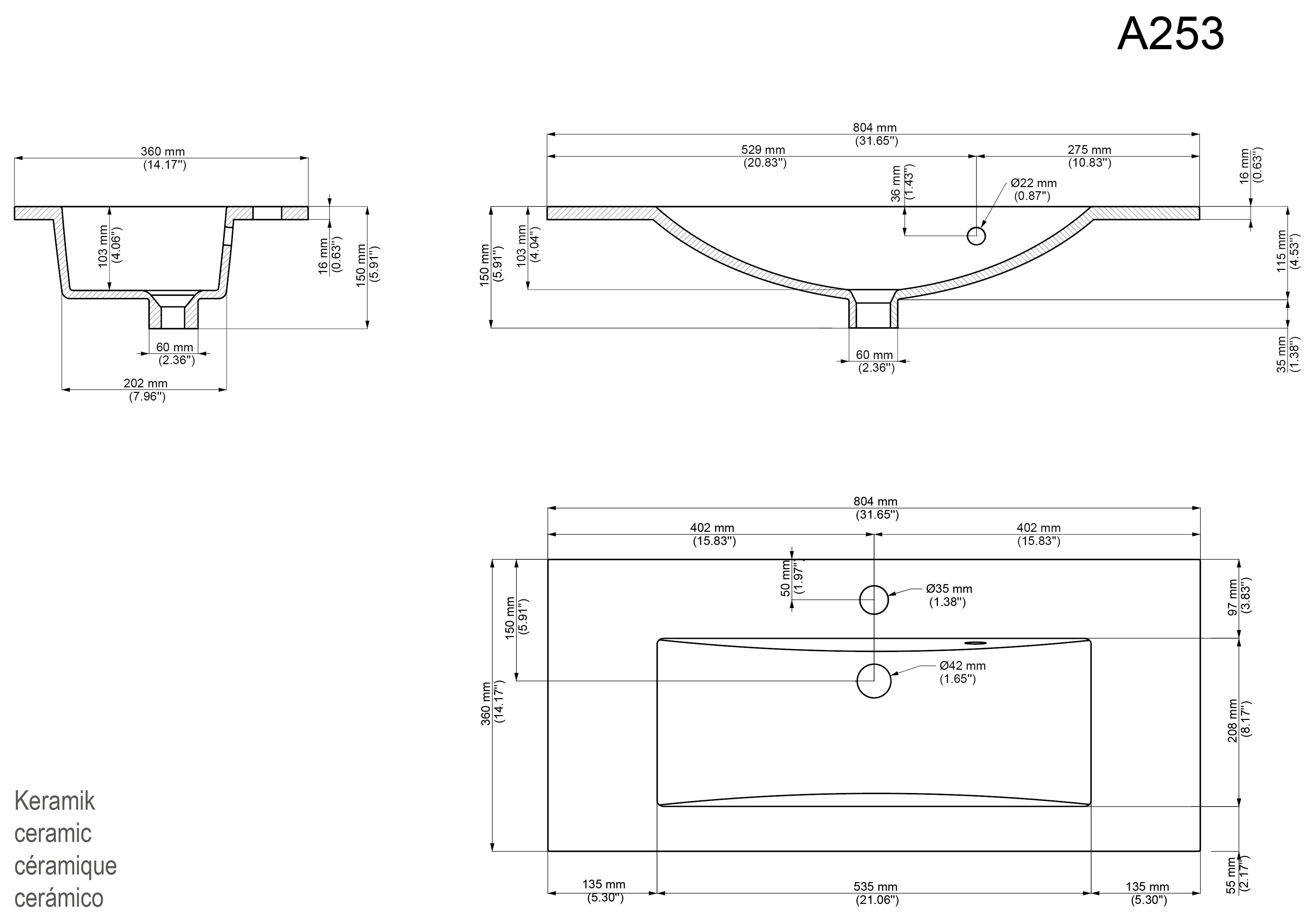 Badmöbel Mars 800 2-teilig mit LED Spiegel SlimLine eiche gold