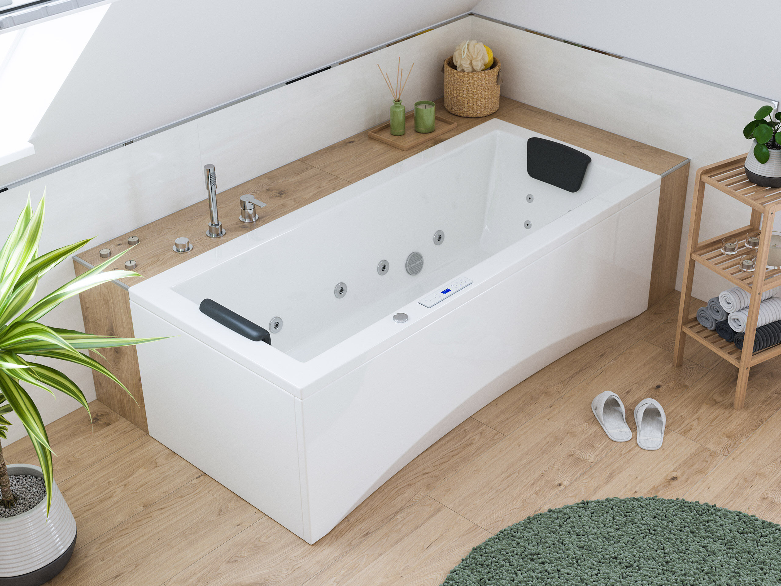 Rechteck Whirlpool Unity 180x80 Made in Germany 24 Massagedüsen mit Armatur