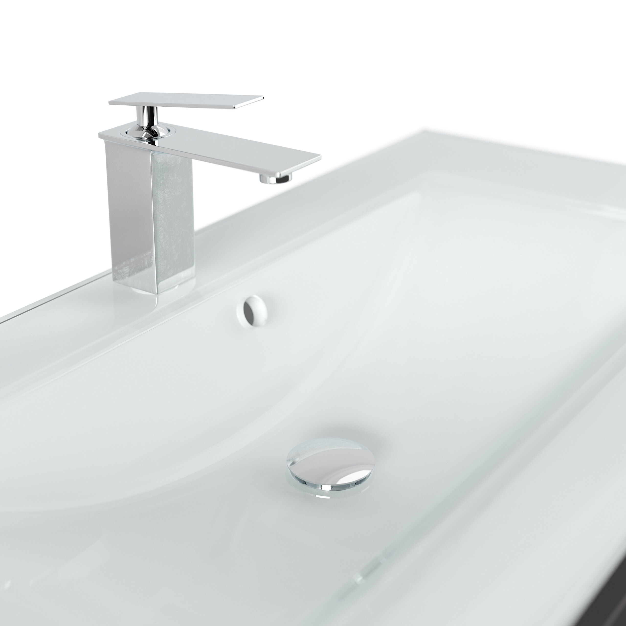Badmöbel Vitro 1000 Cottage Glaswaschbecken SoftClose weiss hochglanz