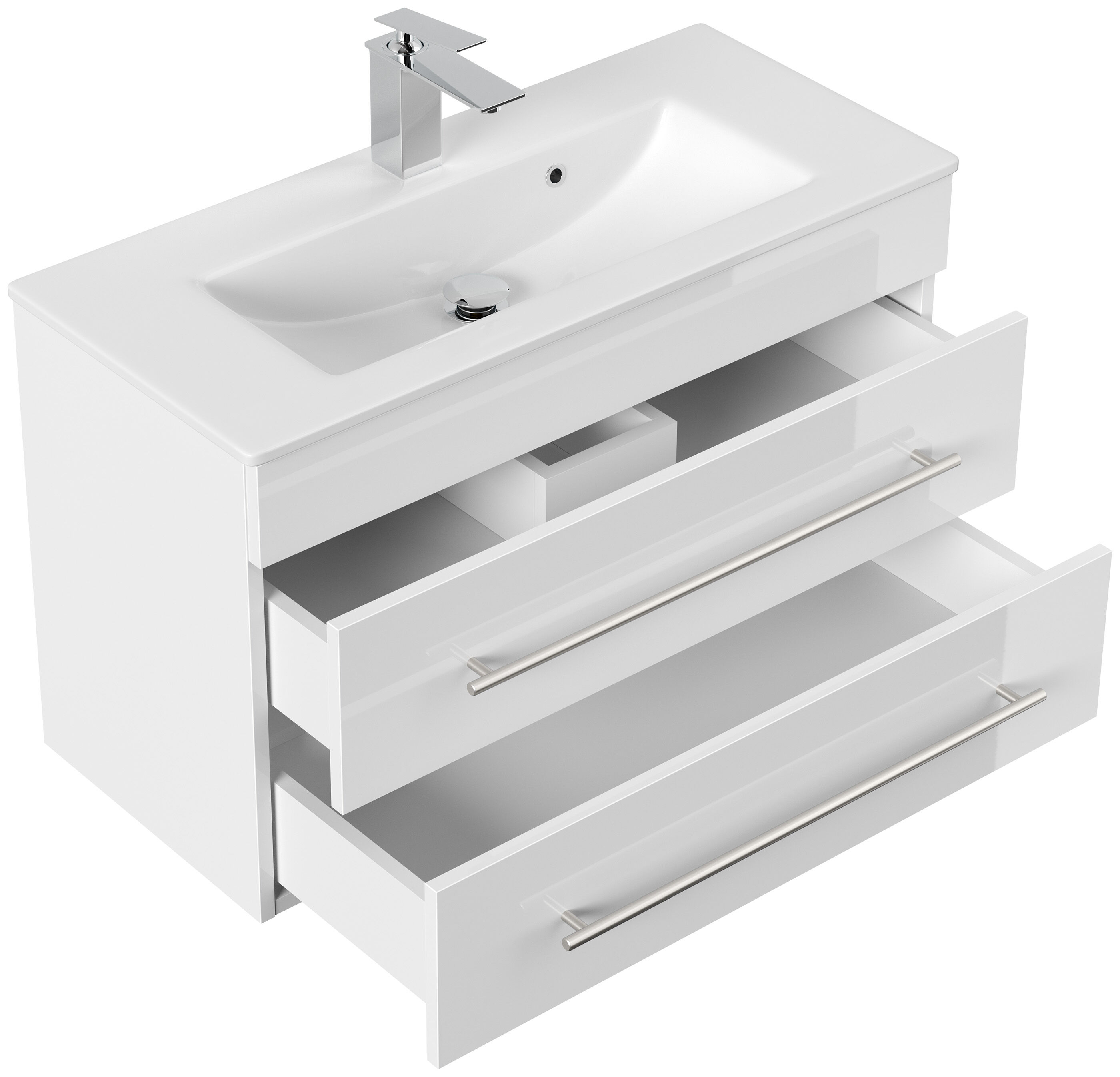 Badmöbel Mars 800 2-teilig mit LED Spiegel SlimLine eiche gold