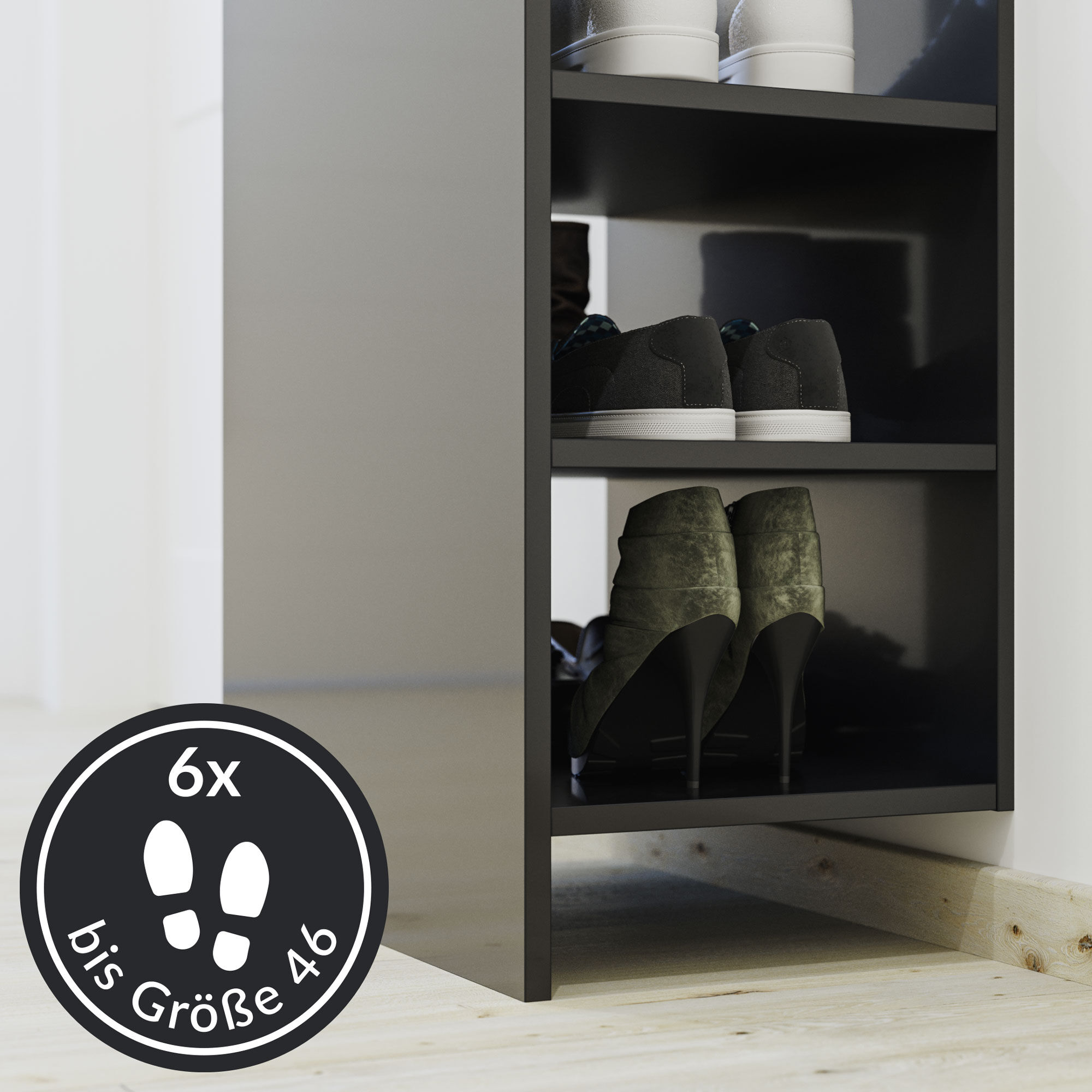 Garderobenpaneel Urban 3 Haken Garderobenstange 6 Paar Schuhe Oak