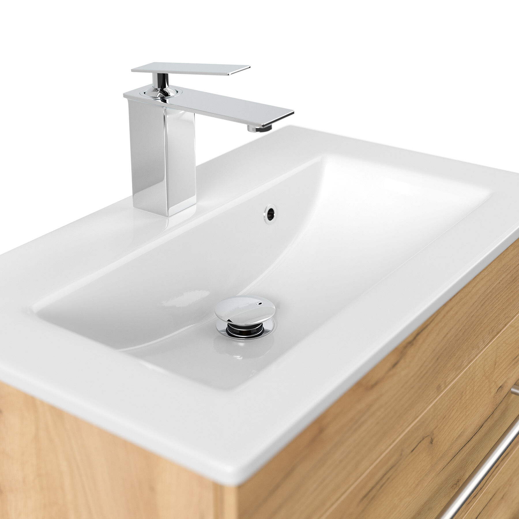 Badmöbel Mars 600 2-teilig mit LED Spiegel SlimLine weiss hochglanz